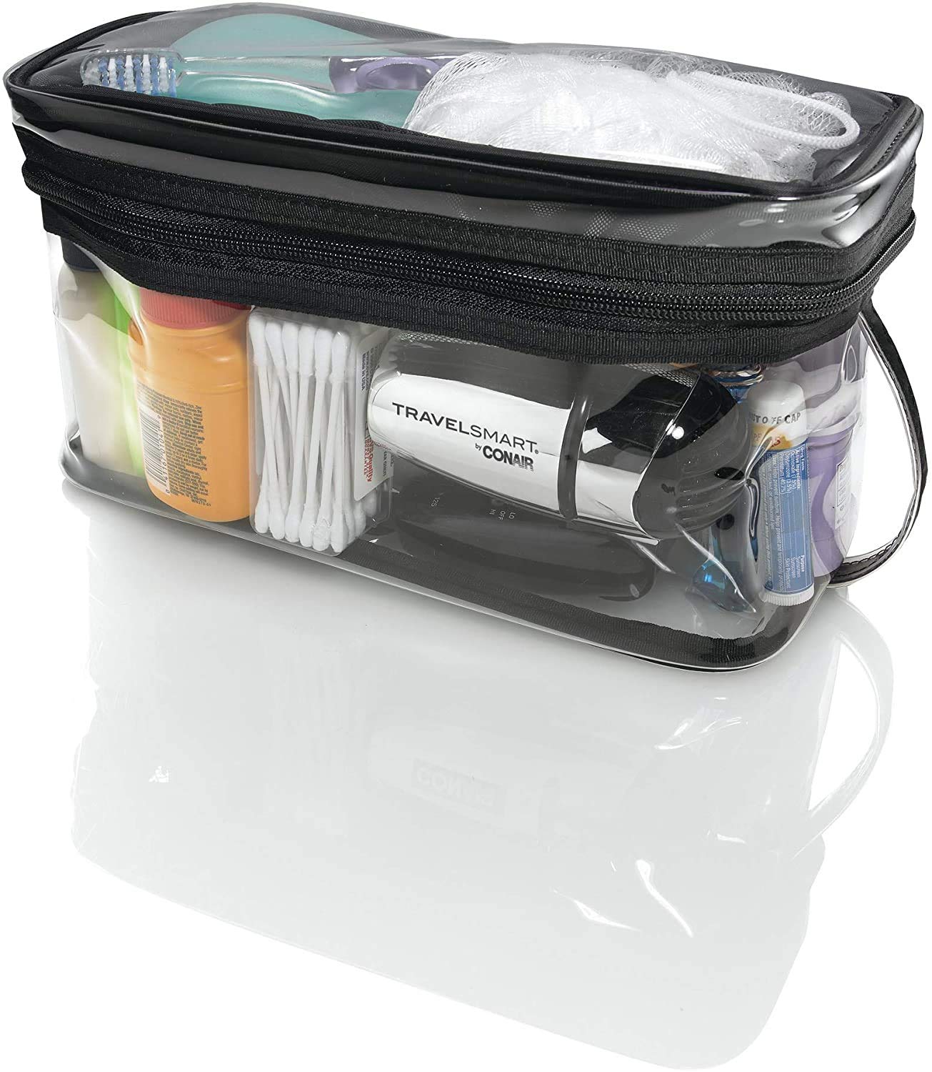 Conair Sundry/Cosmetic Travel Bag, Transparent Toiletry Bag by Travel Smart, Clear