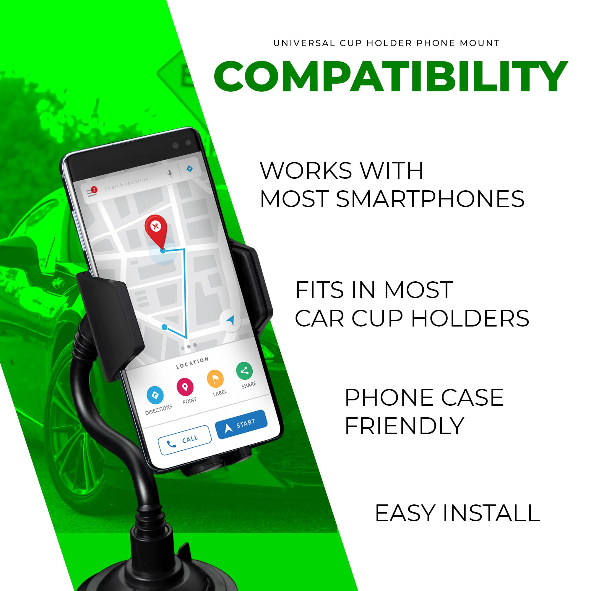 Chargeworx Cupholder Phone Mount Car