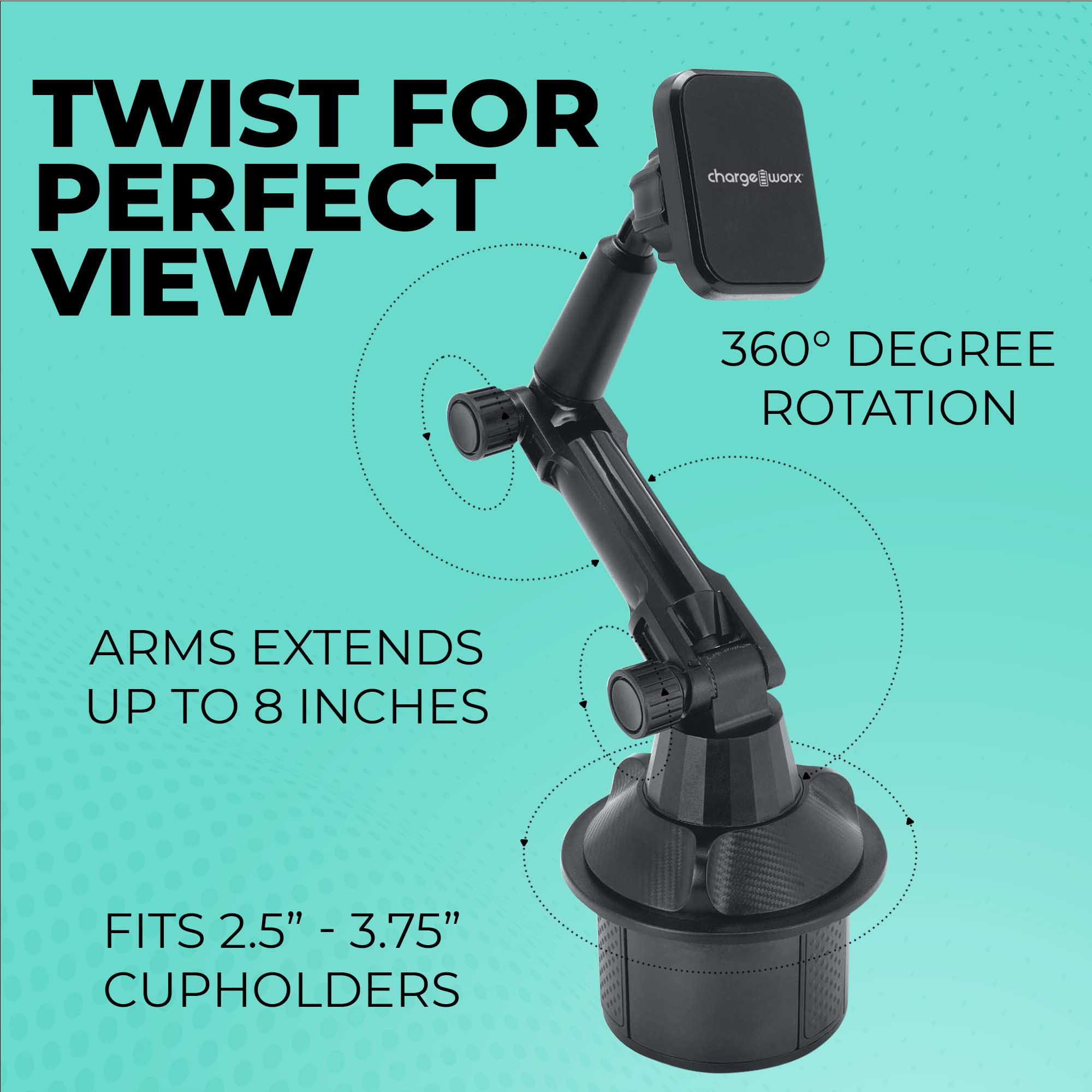 Chargeworx Magnetic Cupholder Phone Mount