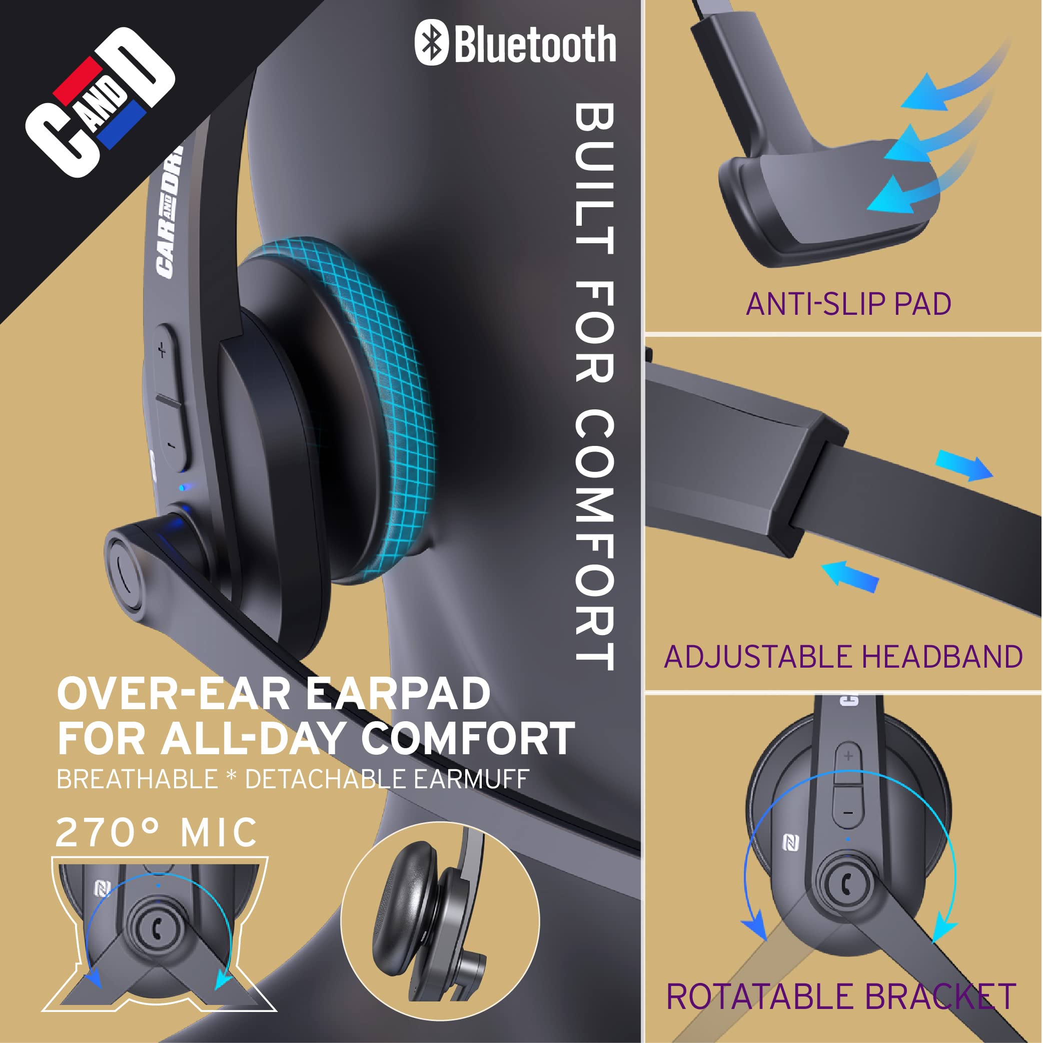 Car and Driver Wireless Bluetooth Headset for Truckers (BT5500)