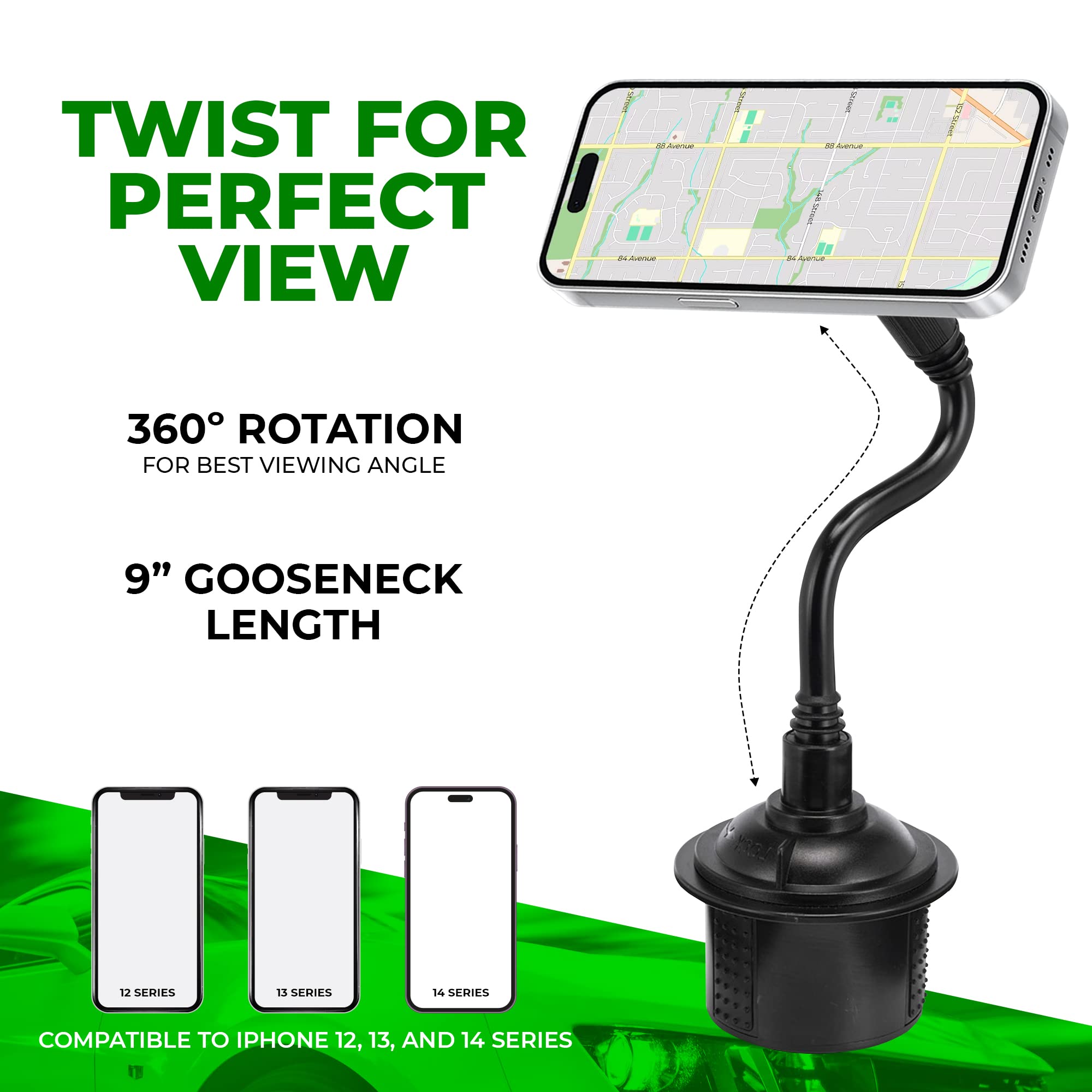 Chargeworx Car Phone Holder Cup Holder Mount
