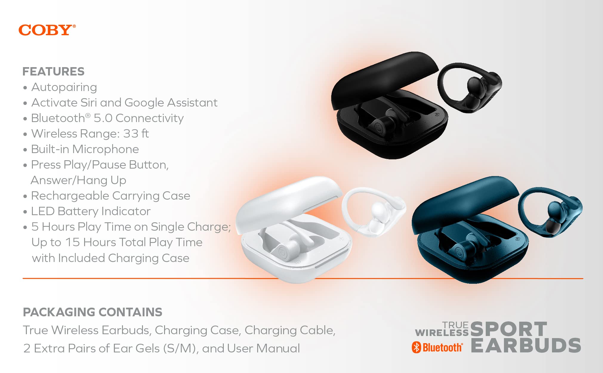 Coby True Wireless Bluetooth Earbuds