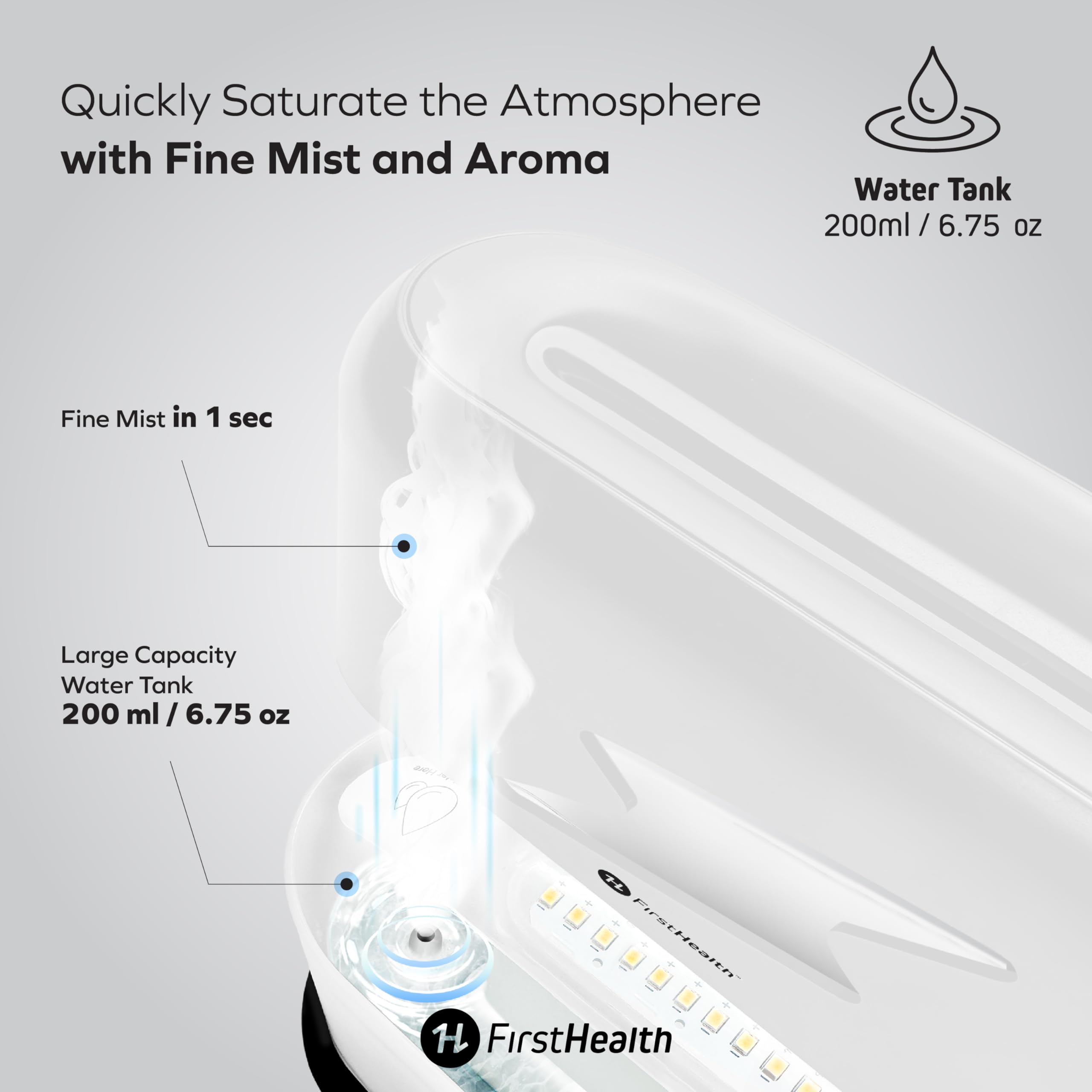 First Health Virtual Flame Humidifier and Aromatherapy Diffuser