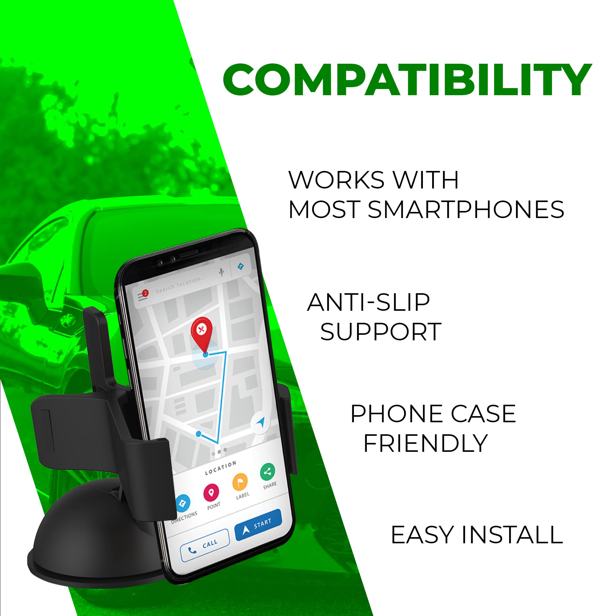 Chargeworx Univ Dash Windshield Mount