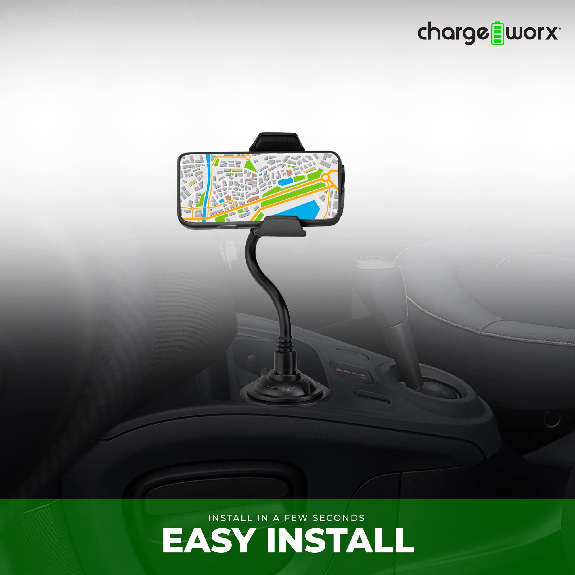 Chargeworx Cupholder Phone Mount Car