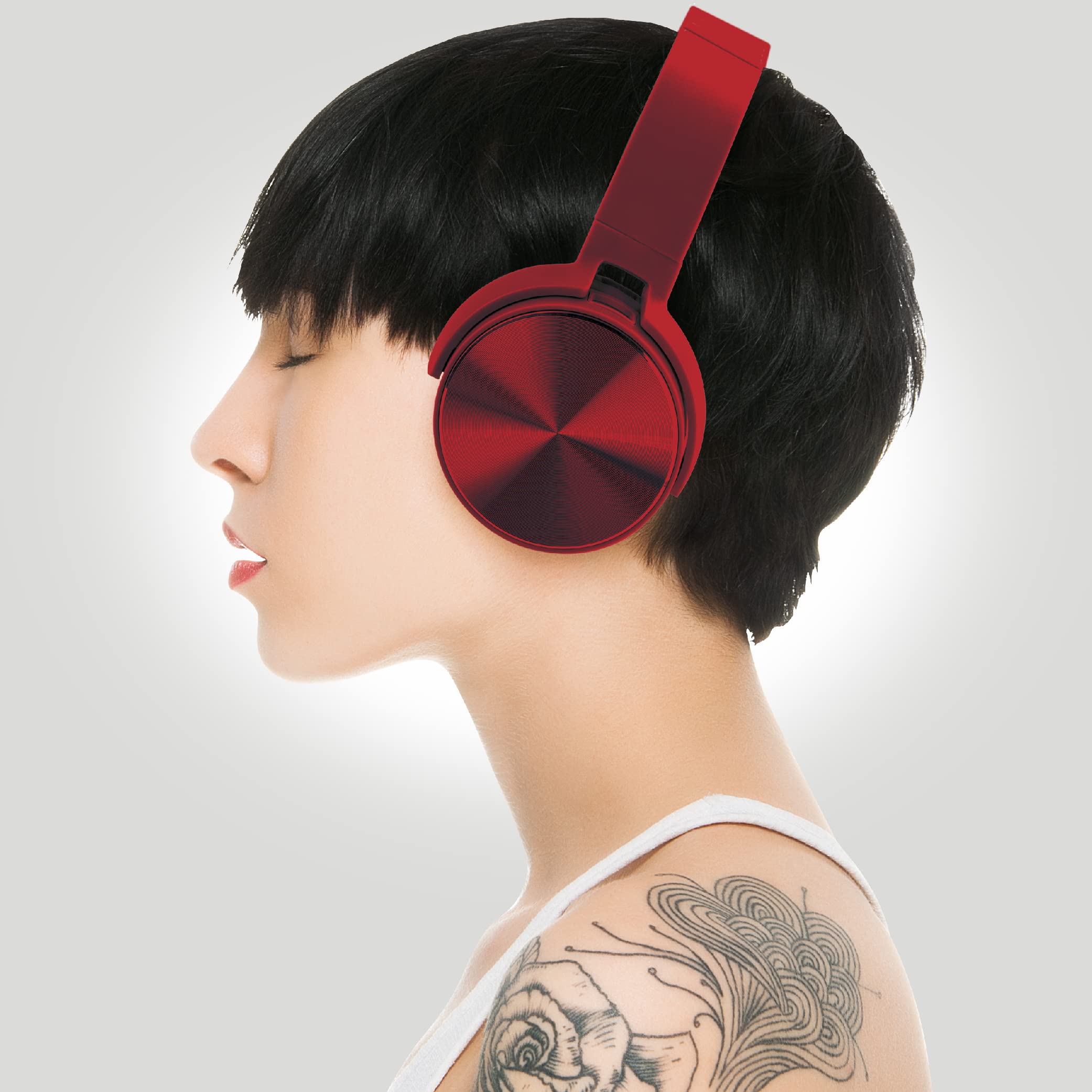 Coby Metal Folding Bluetooth Headphones (Red)