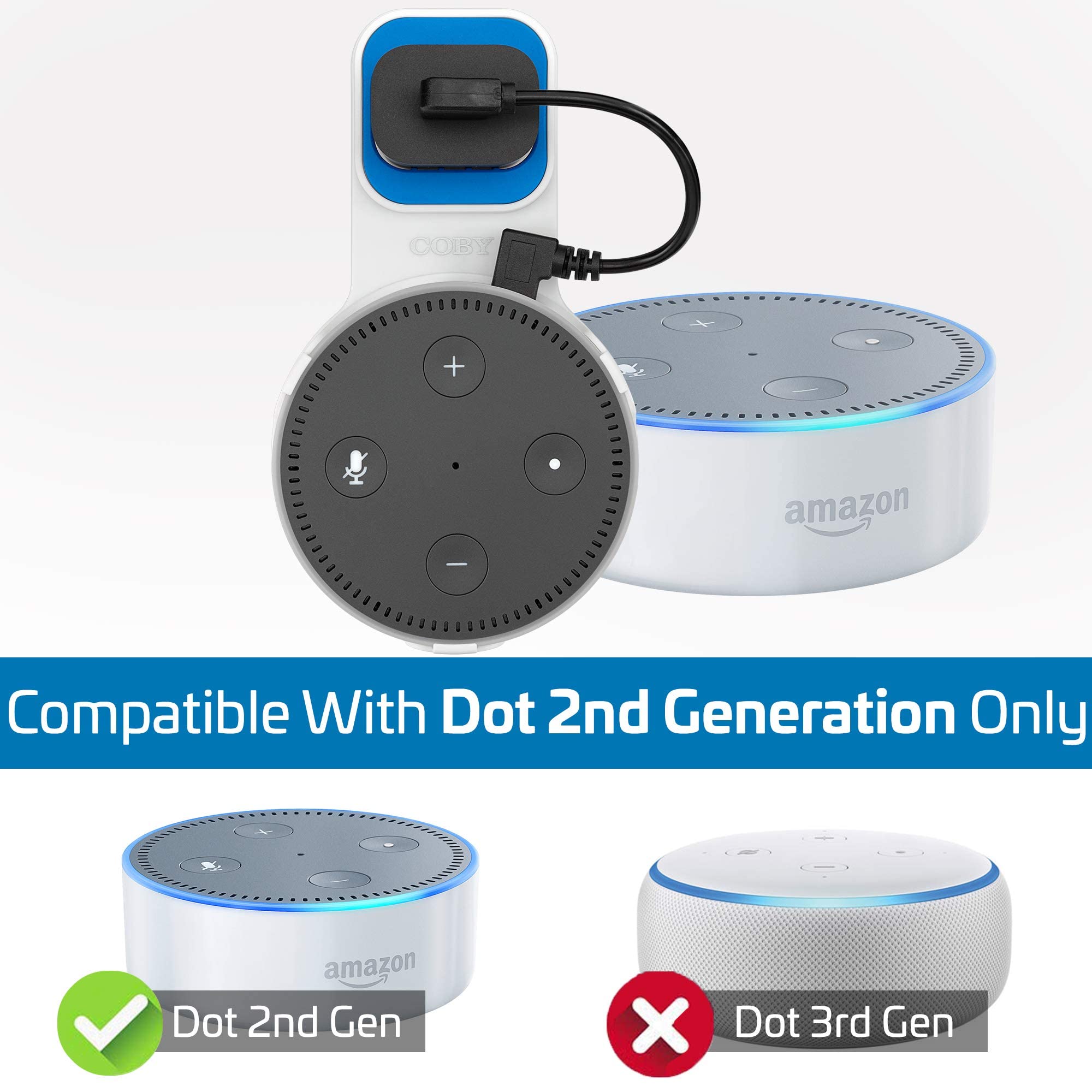 Coby Speaker Wall Mount for 2nd Generation Dot Voice Assistants