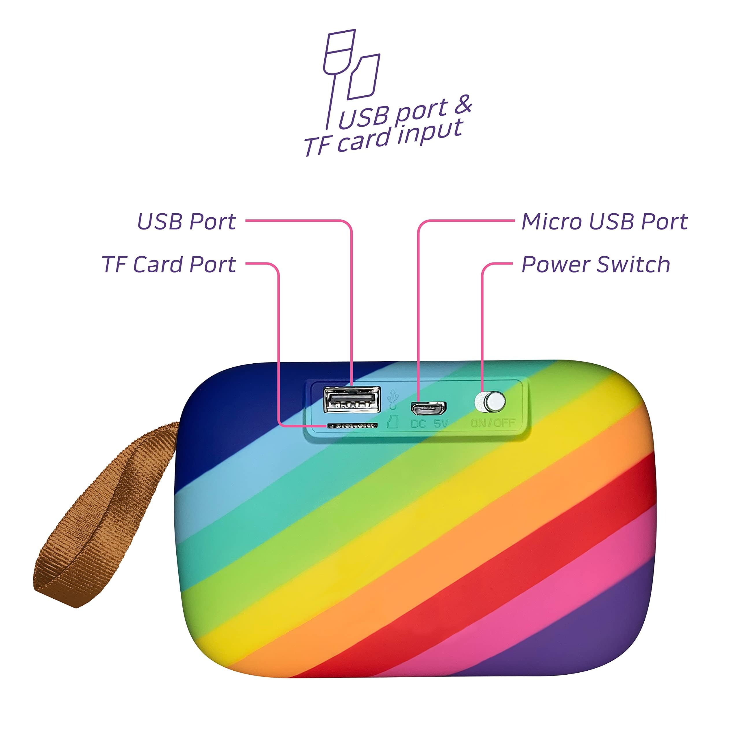 COOLBUDS Rechargeable Mini Bluetooth Speaker (Rainbow - Rectangular Shape)
