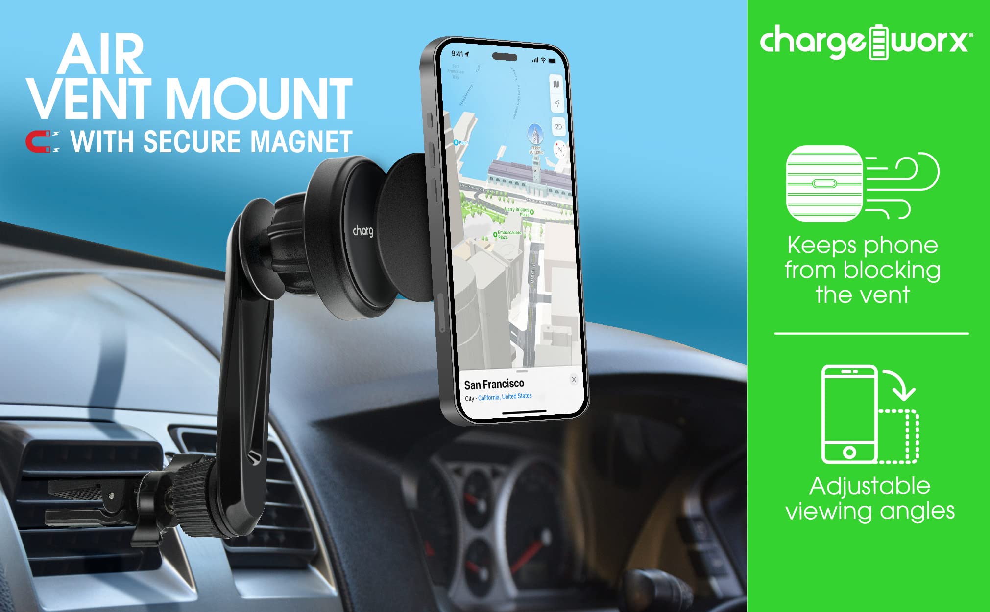 Chargeworx Mag Car Vent Phone Mount