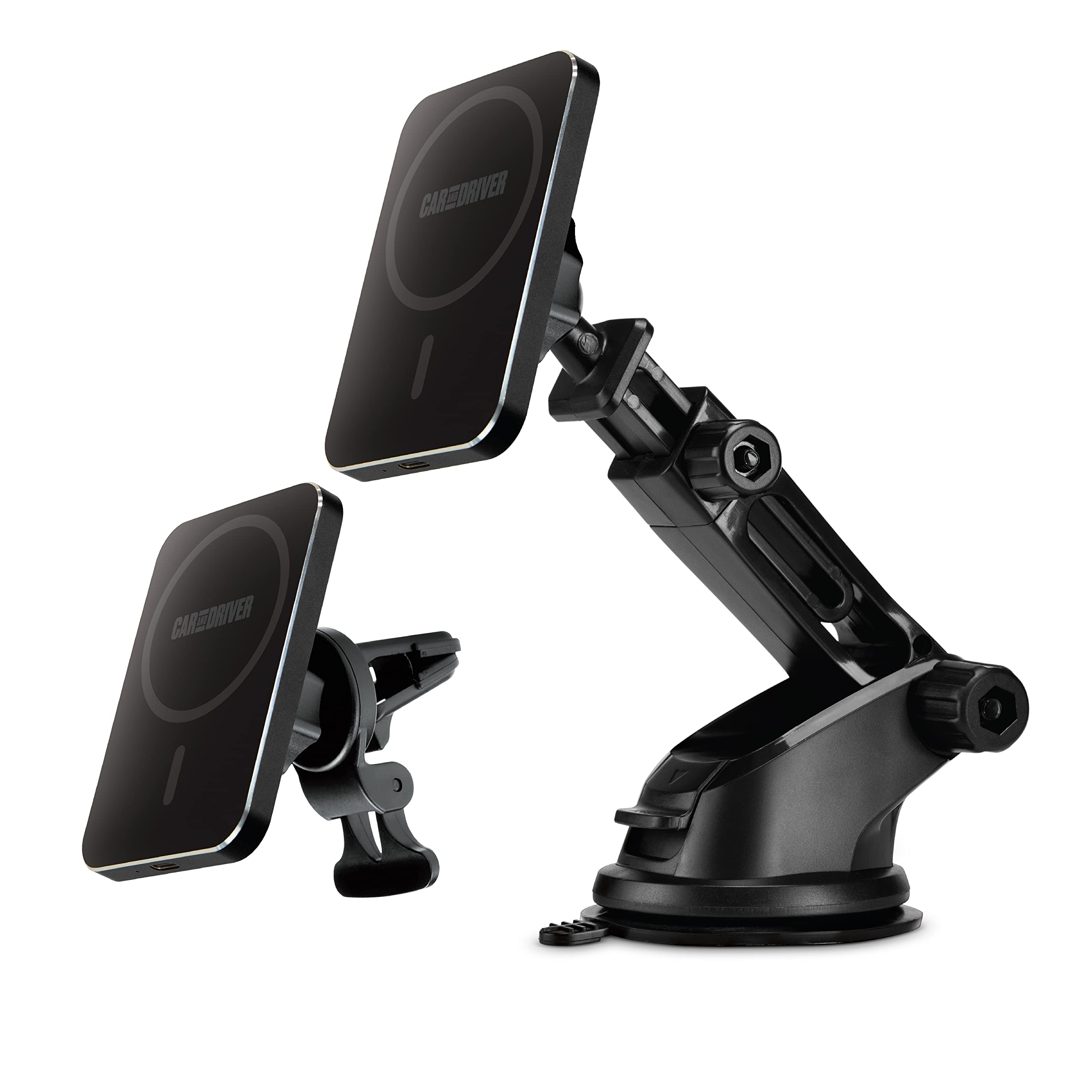 Car and Driver Magnetic Mount with Wireless Charging Sturdy Swivel Base