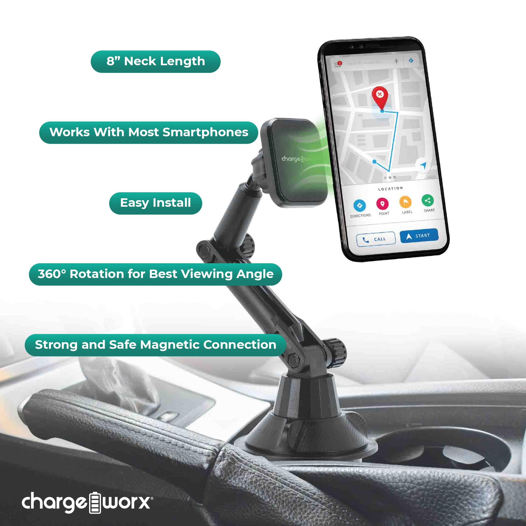 Chargeworx Magnetic Cupholder Phone Mount