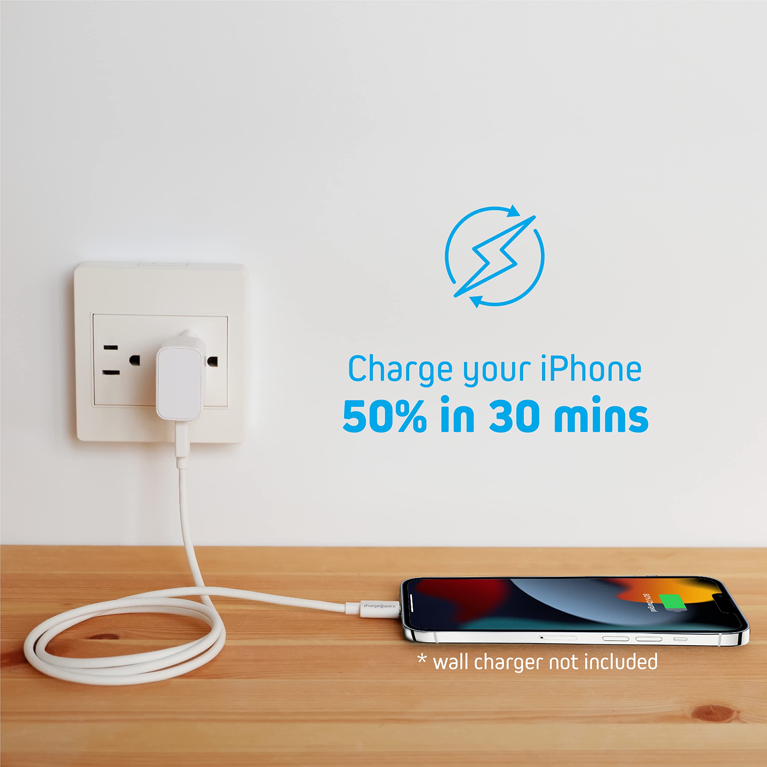 Chargeworx USB-C to Lightning 10ft Cable 20W PD MFI Certified