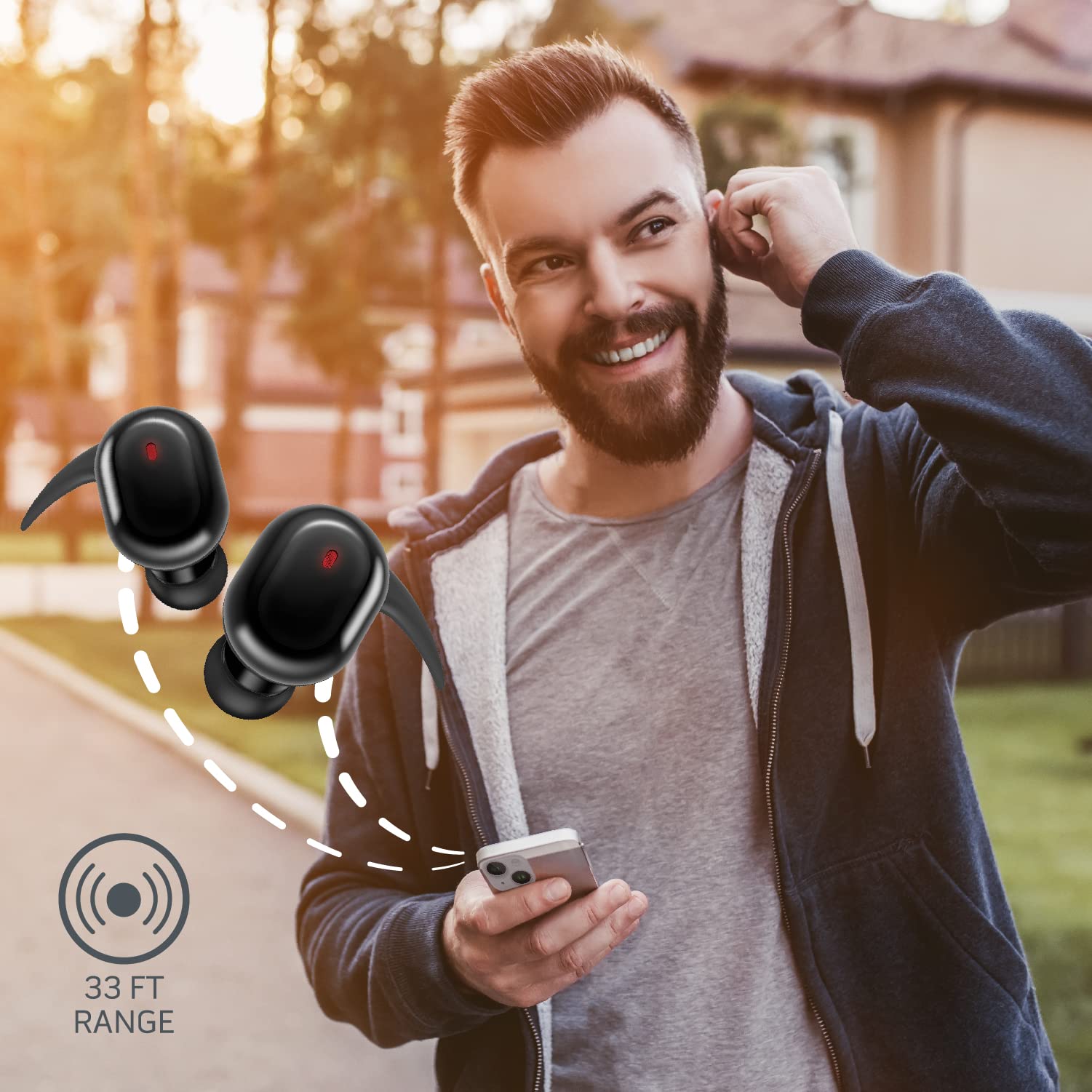 Coolbuds TruFit Wireless Bluetooth 5.3 Earbuds (White)