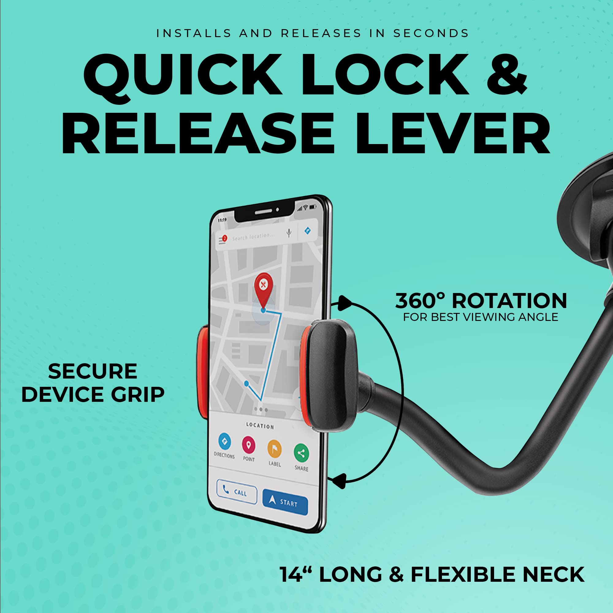 Chargeworx Windshield Mount Smartphones