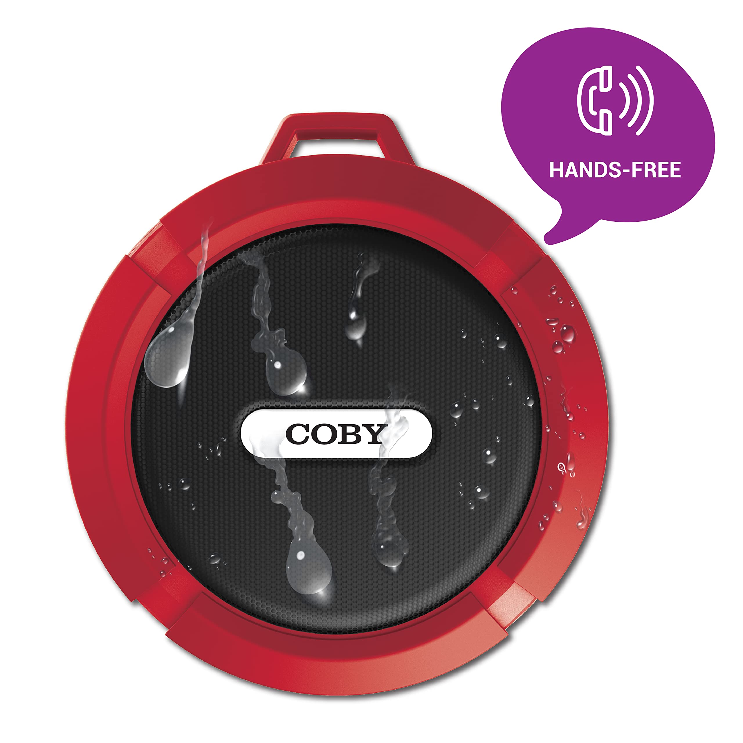Coby Rugged Gear Bluetooth-Speaker, Red Bluetooth-Shower-Speaker