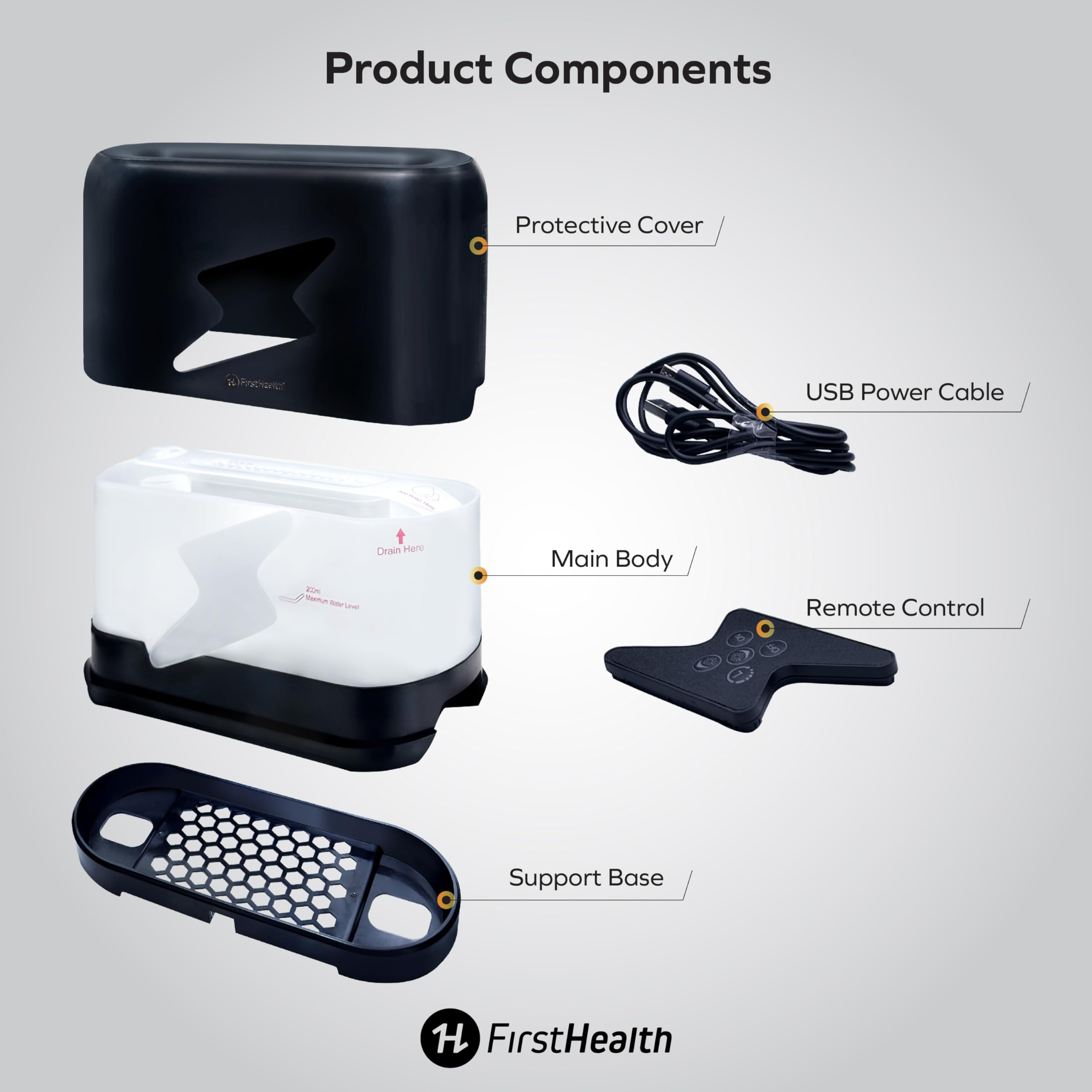 First Health Virtual Flame Humidifier and Aromatherapy Diffuser