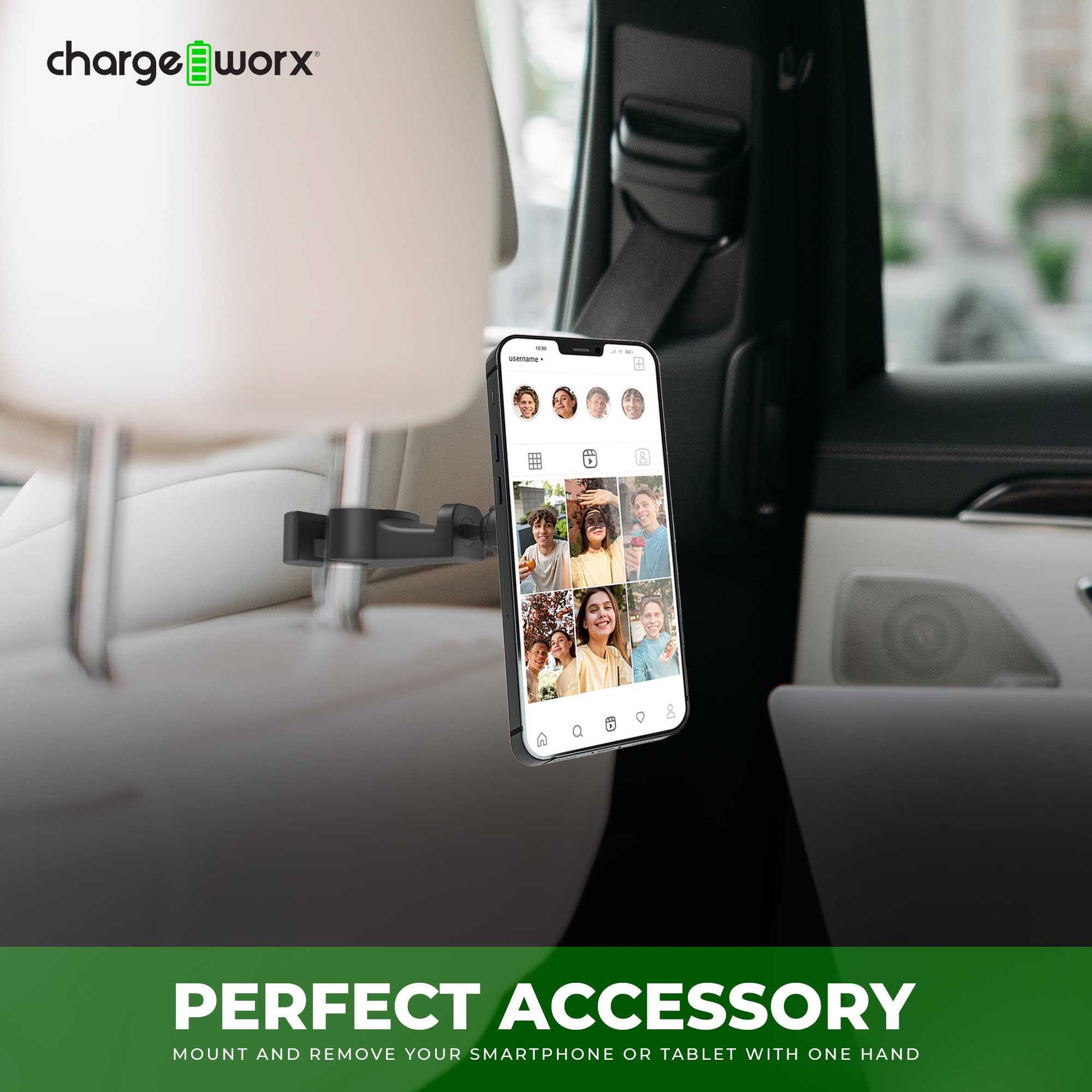 Chargeworx Magnetic Back Seat Mount for Tablets & Smartphones