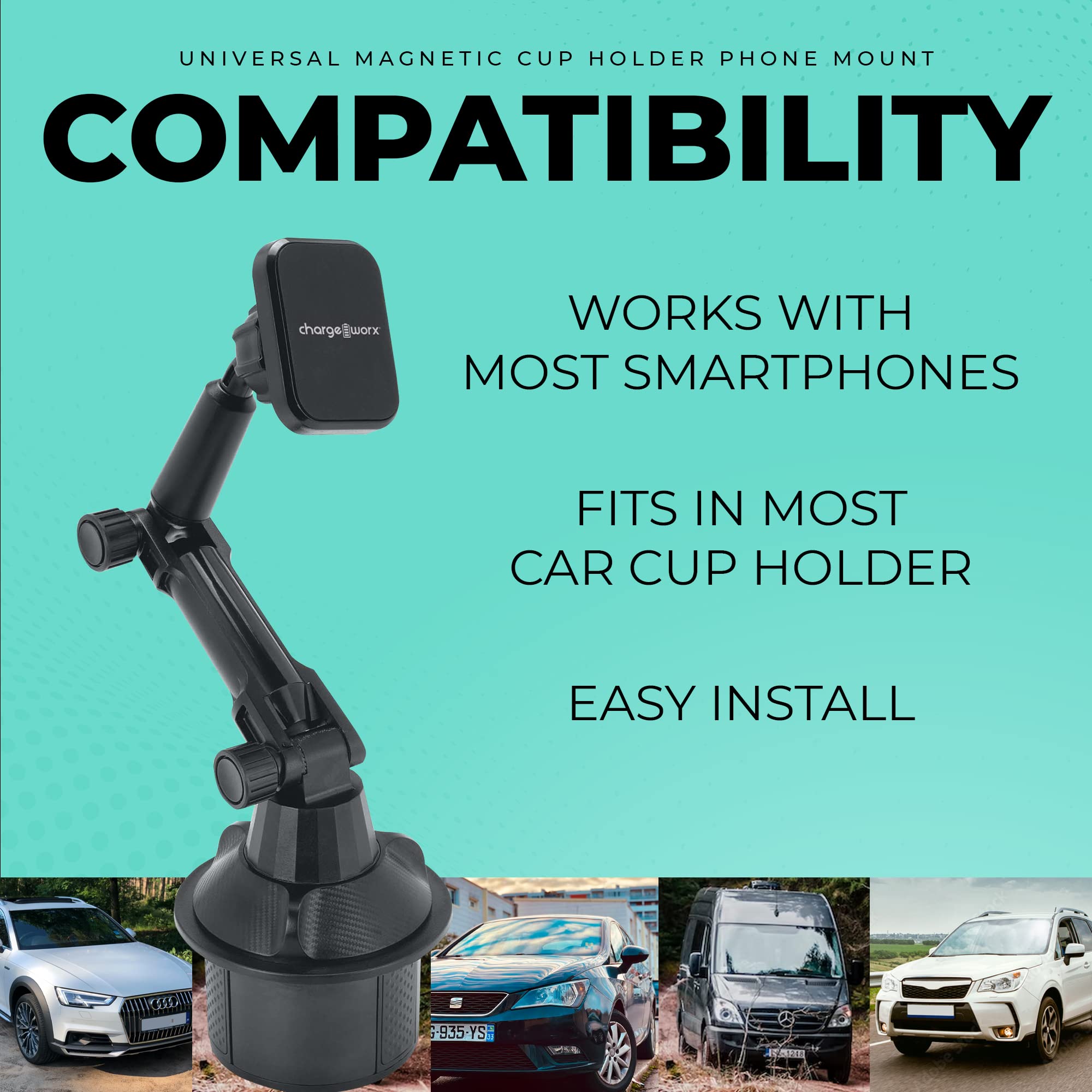 Chargeworx Magnetic Cupholder Phone Mount