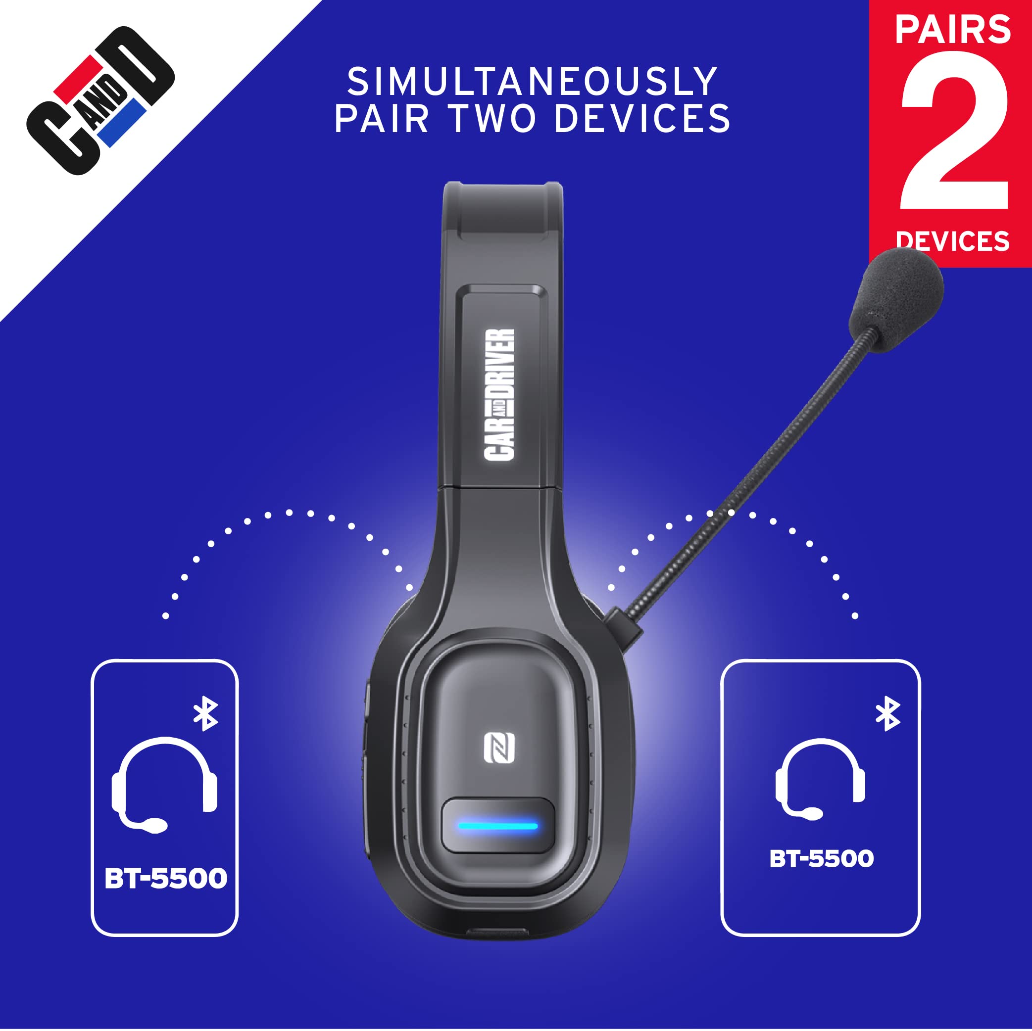 Car and Driver Wireless Bluetooth Headset for Truckers (BT5500)