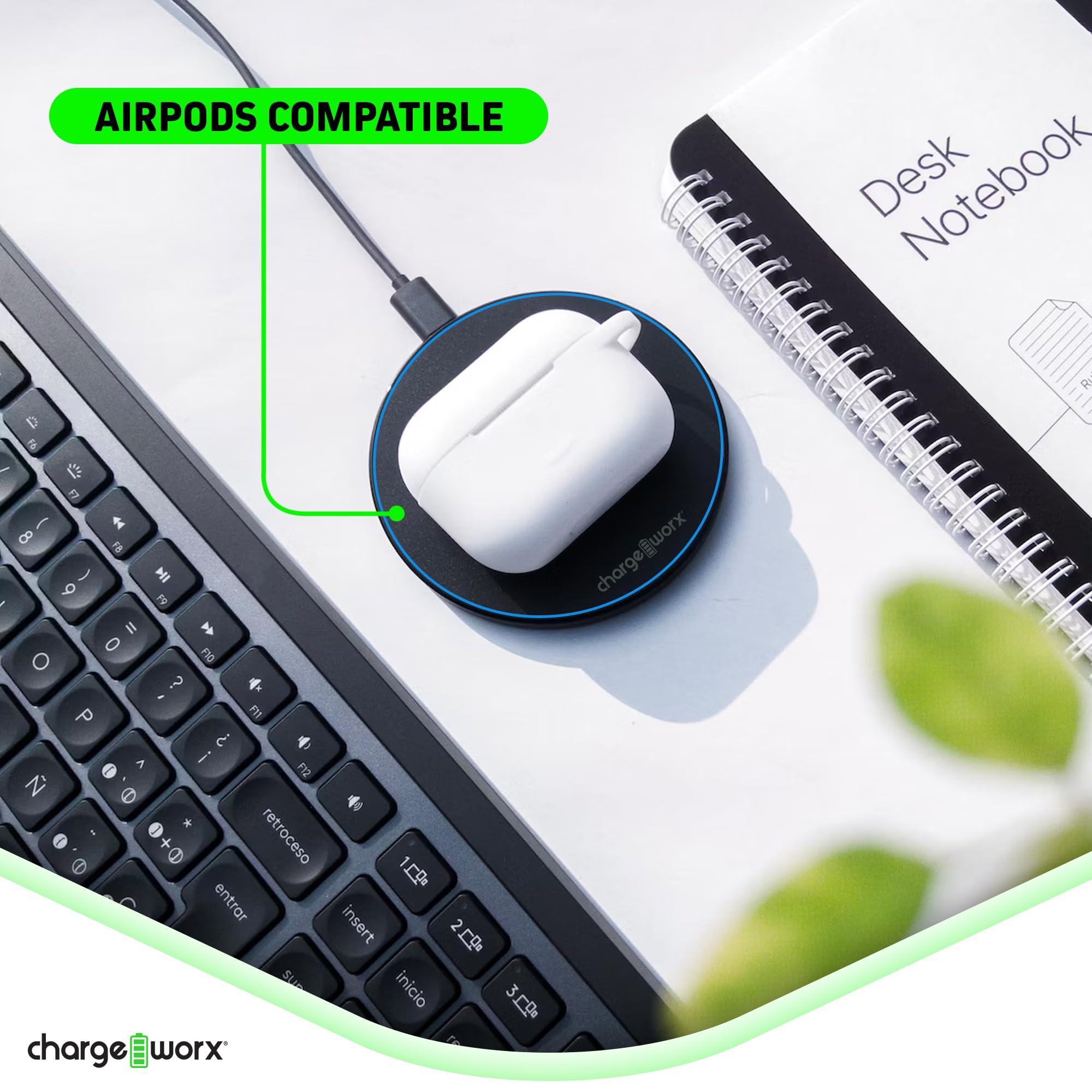 Chargeworx Compact Wireless Charging Pad 10W LED Indicator