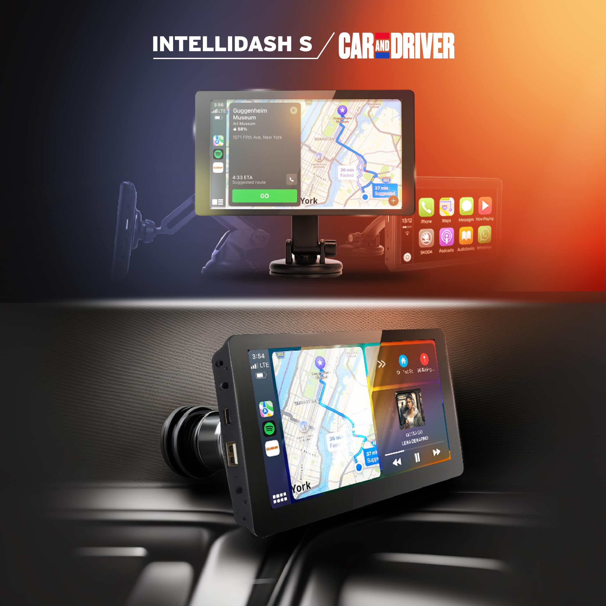 Car and Driver INTELLIDASH Slim with Apple Carplay and Android Auto