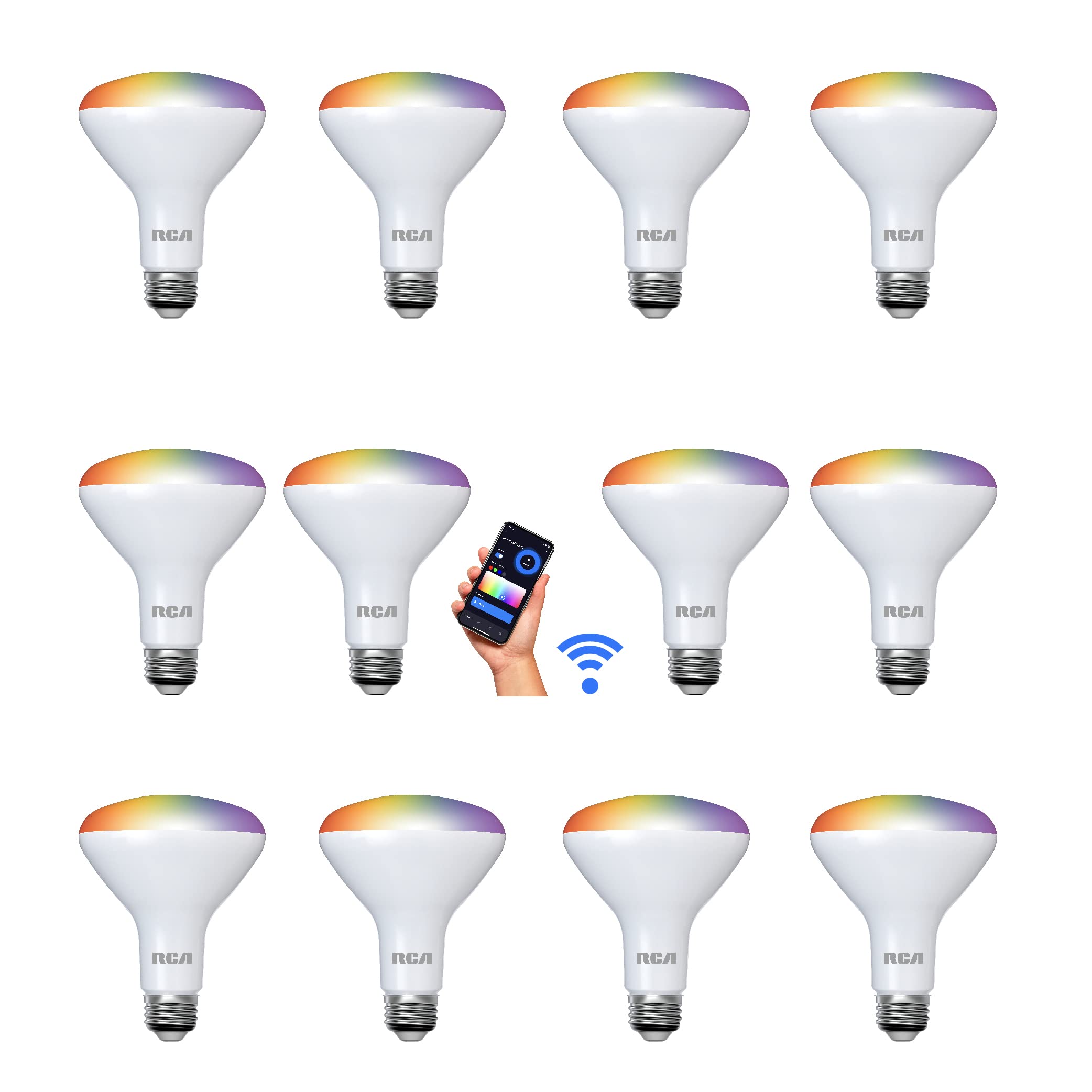 RCA WiFi LED Smart Light Bulb, Indoor Flood Light, 9W, 60W Equiv, Multicolor & White, BR30, 2-Pack