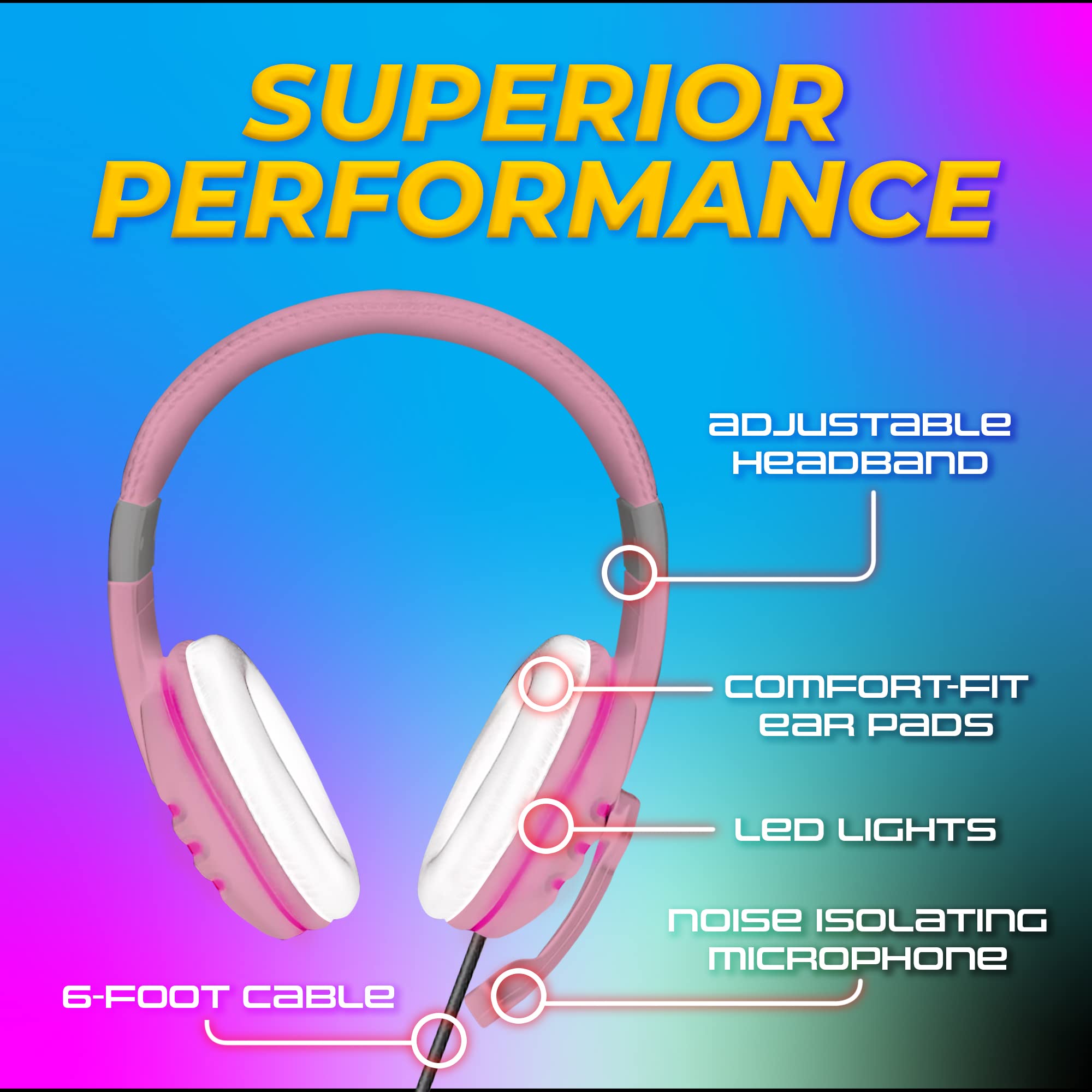 GamePunk NightOwl LED Wired Gaming Headset with Microphone (White)