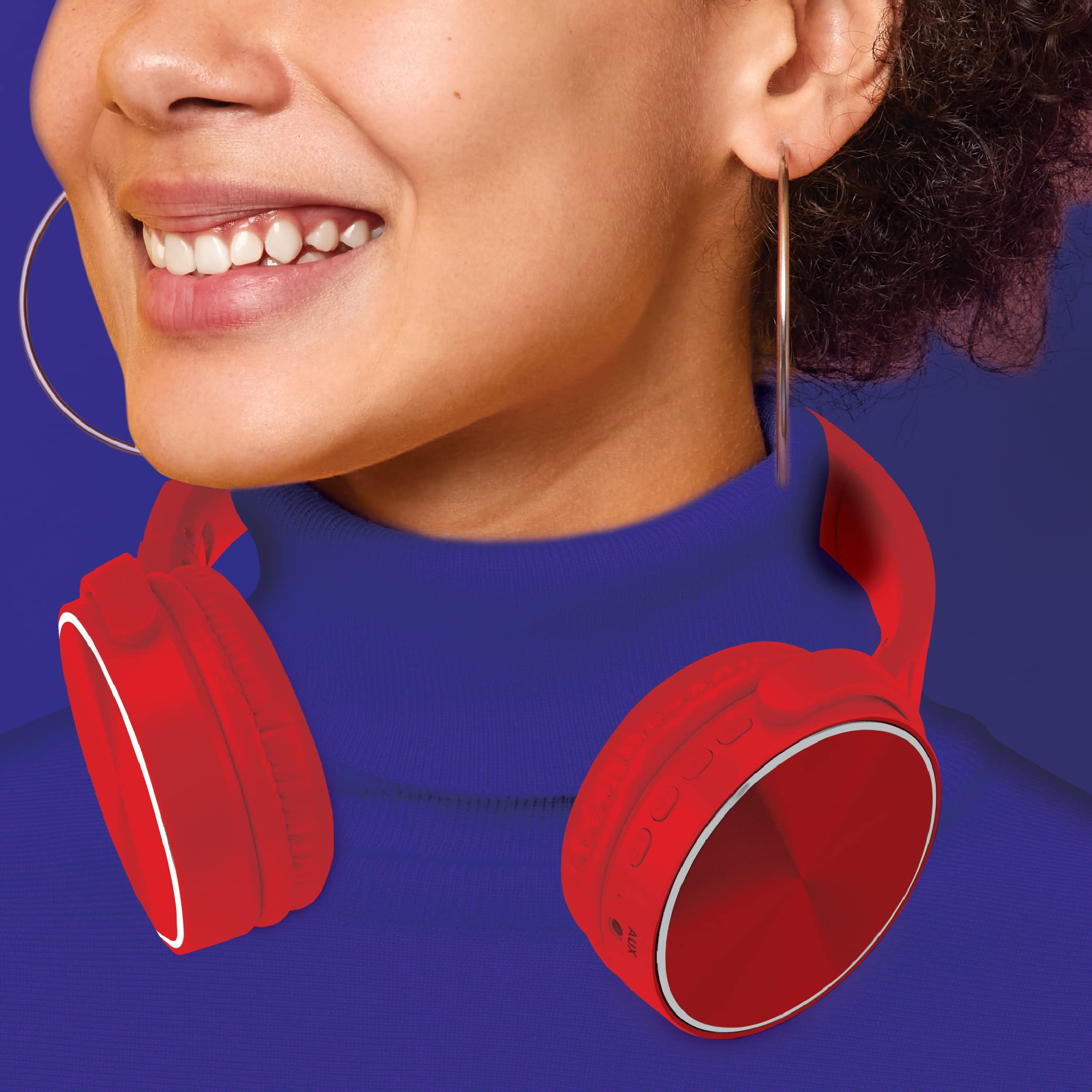 Coby Metal Folding Bluetooth Headphones (Red)