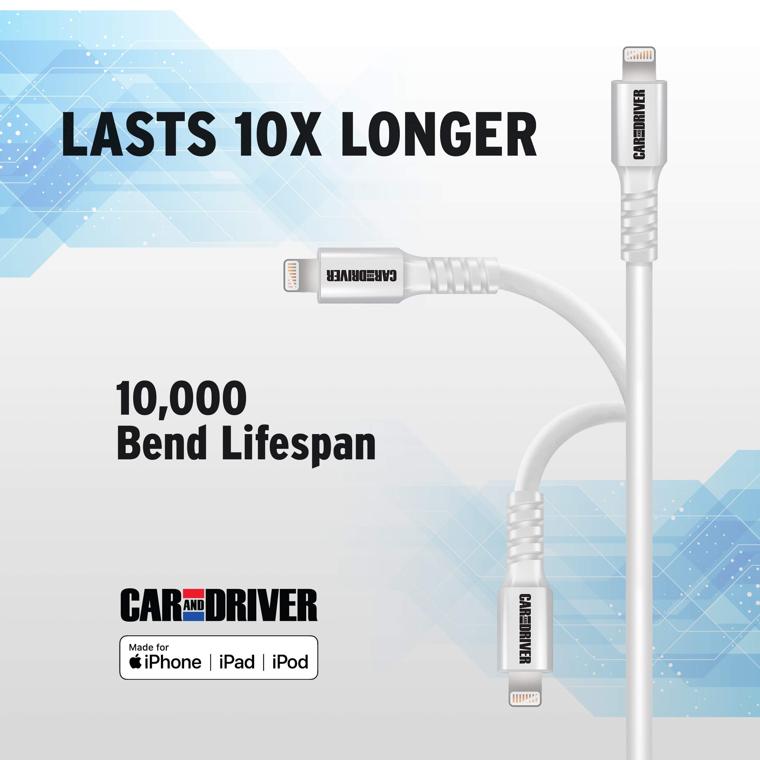 Car and Driver USB to Lightning Cable (4-Pack, White)