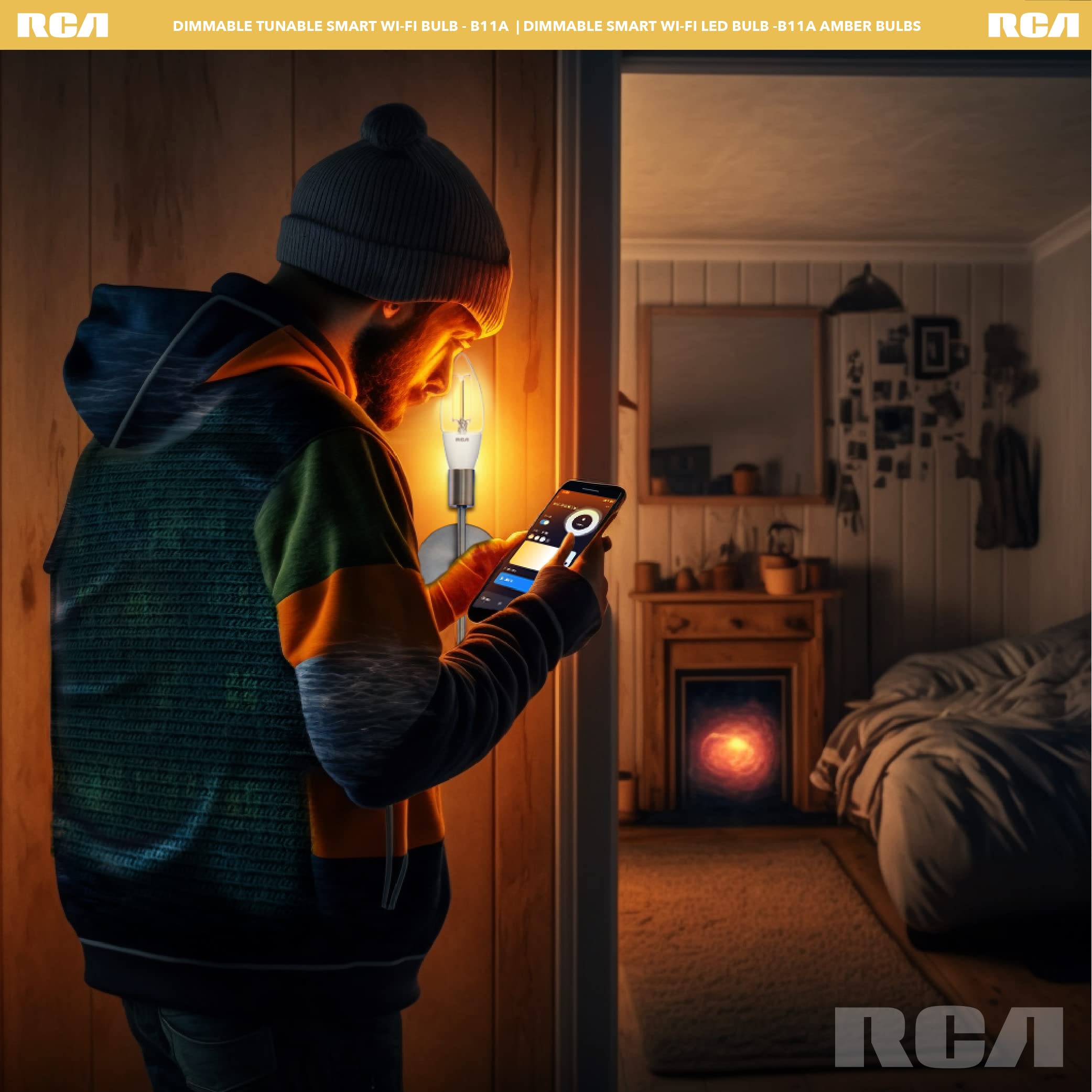 RCA WiFi LED Smart Light Bulb, Indoor Flood Light, 9W, 60W Equiv, Multicolor & White, BR30, 1-Pack
