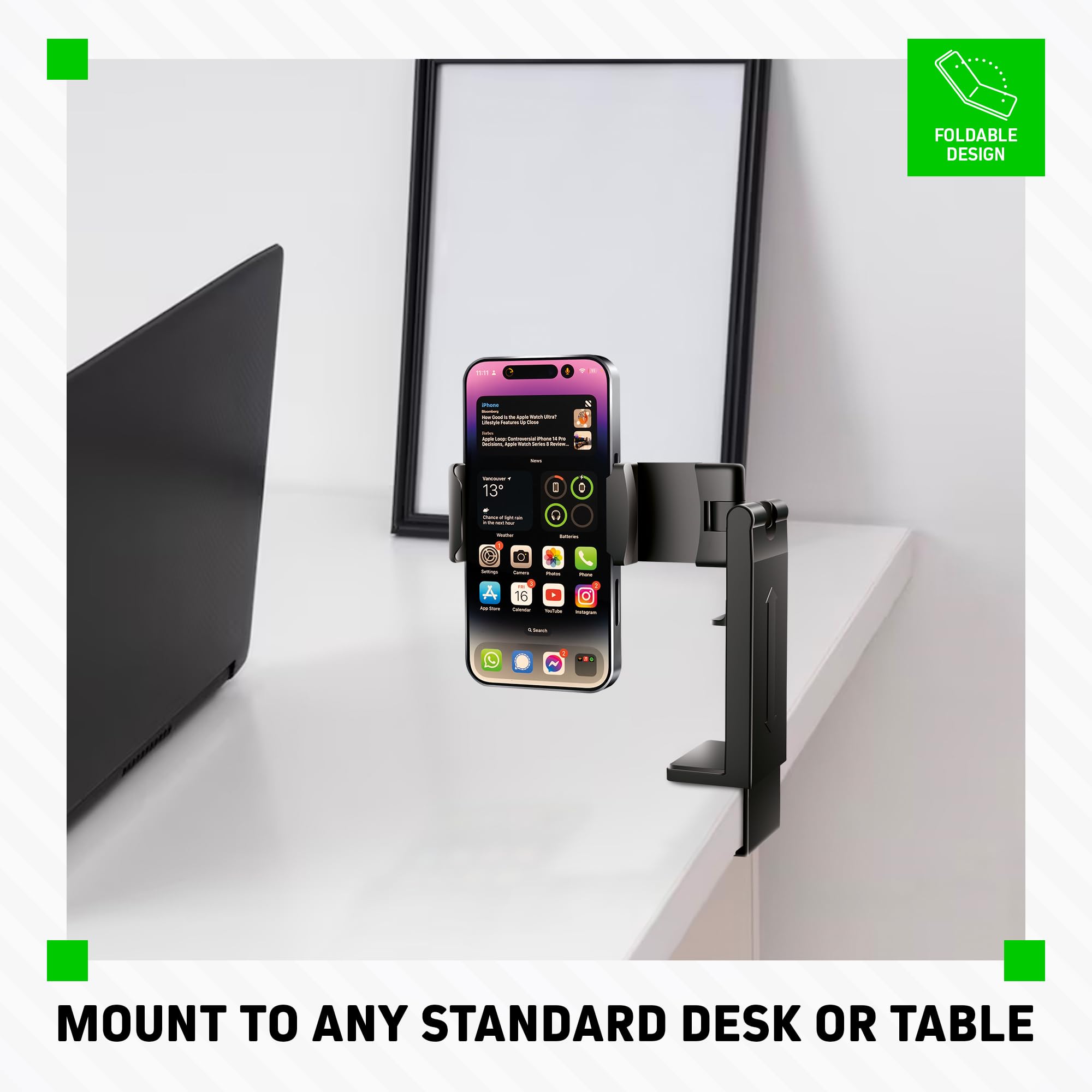 Chargeworx Foldable Hands-Free Smartphone Mount for Planes, Trains, Cars
