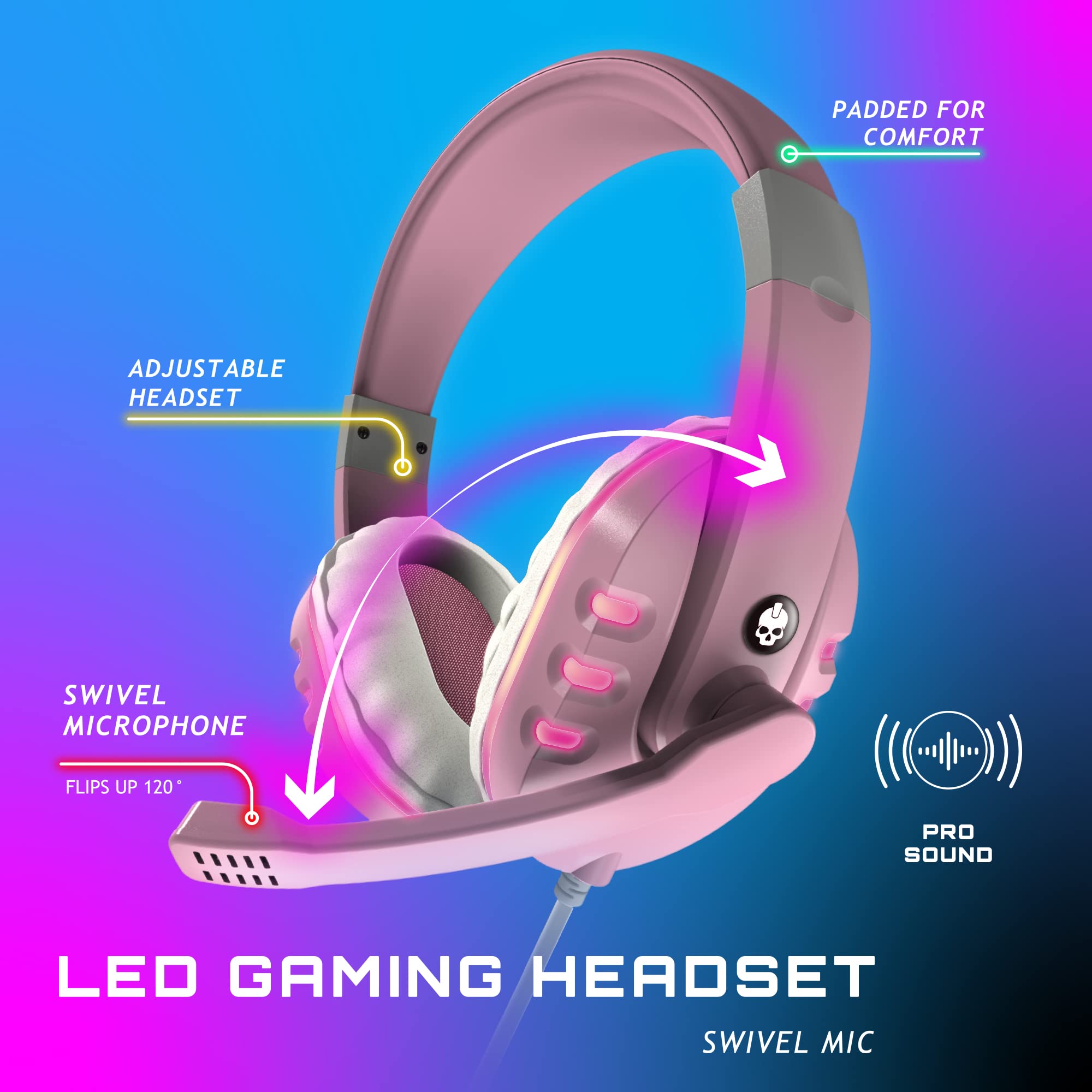 GamePunk NightOwl LED Wired Gaming Headset with Microphone (White)