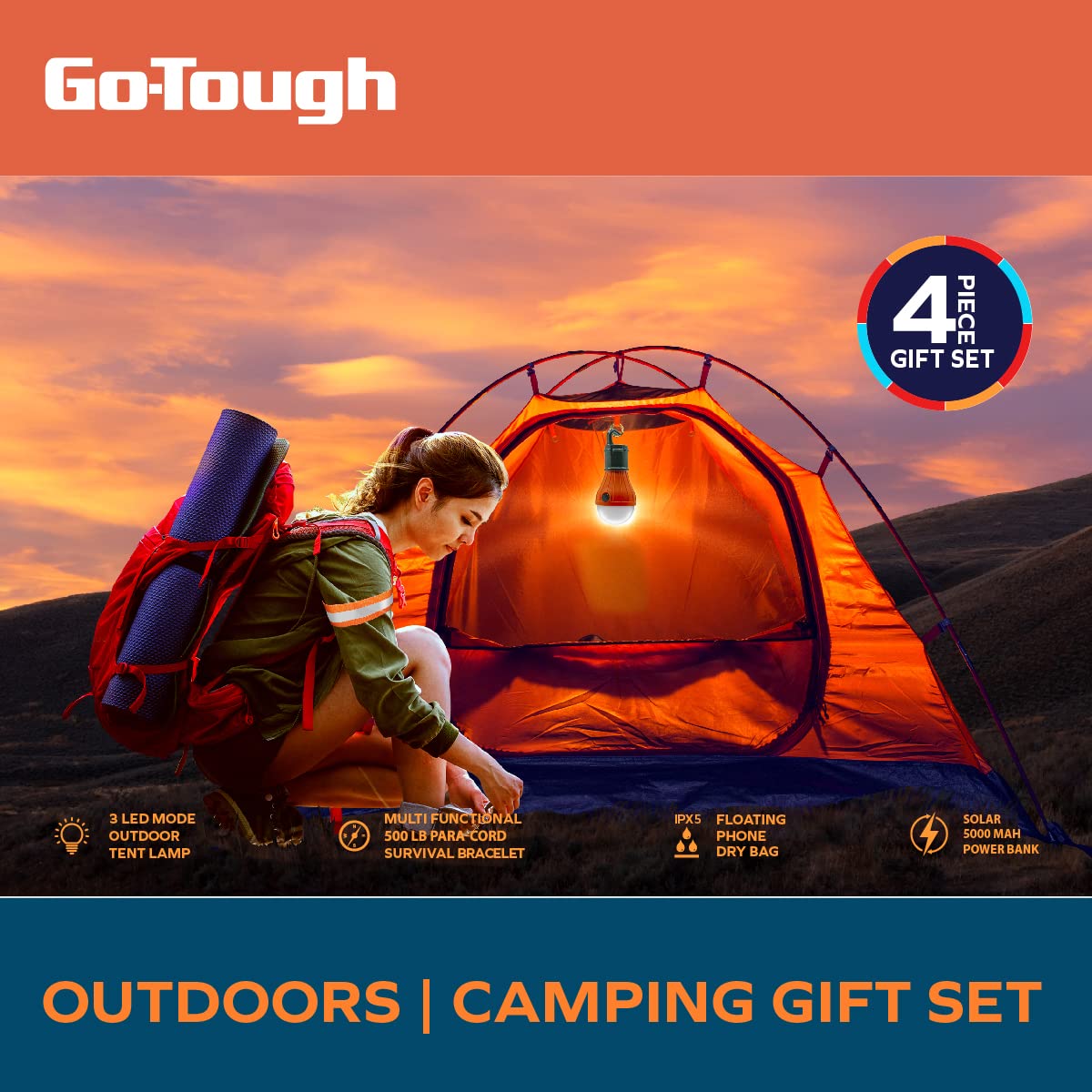 Go Tough Wilderness Camping Set | Camping Kit with Included Waterproof