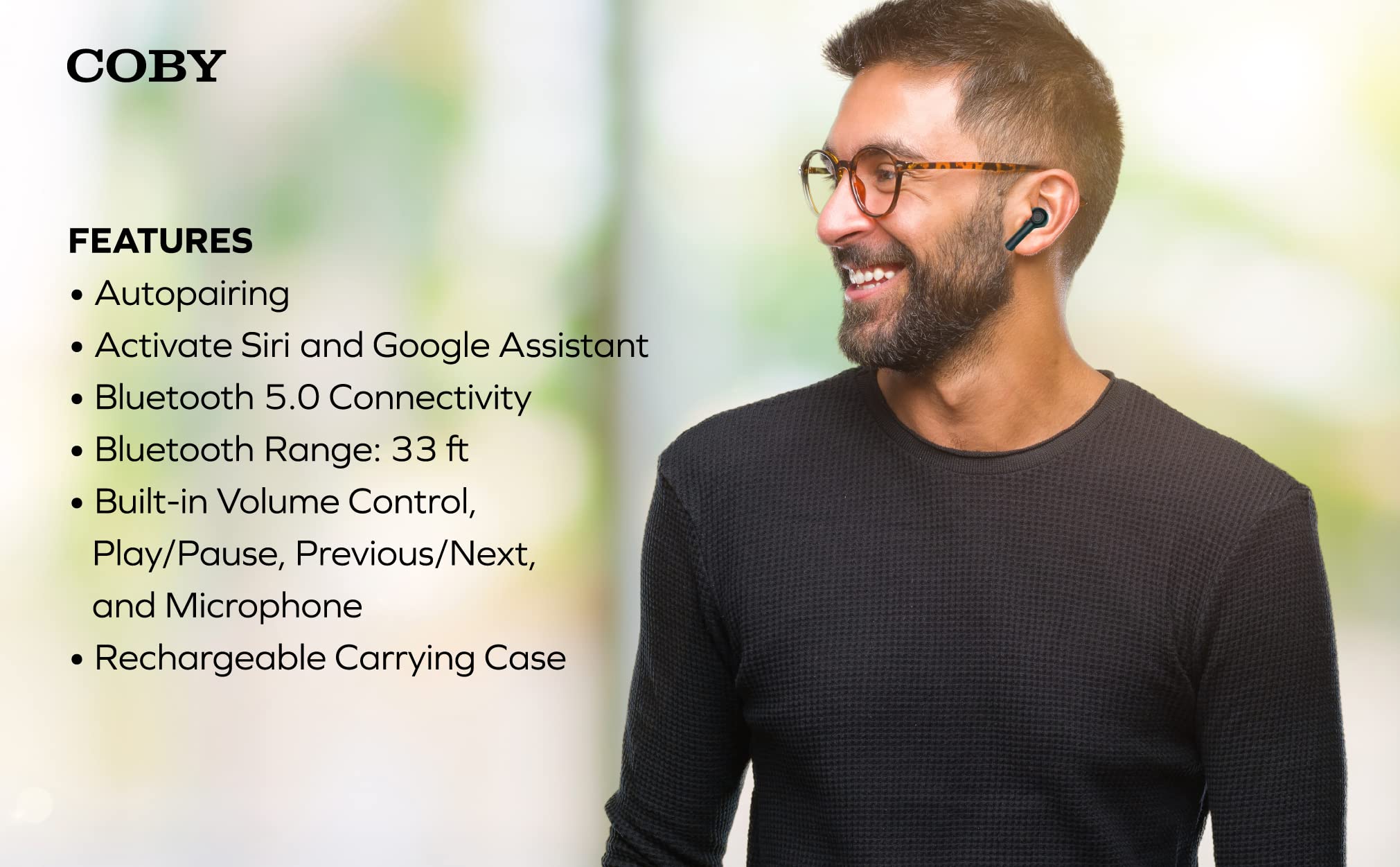 Coby TruFit Lightweight Wireless Earbuds