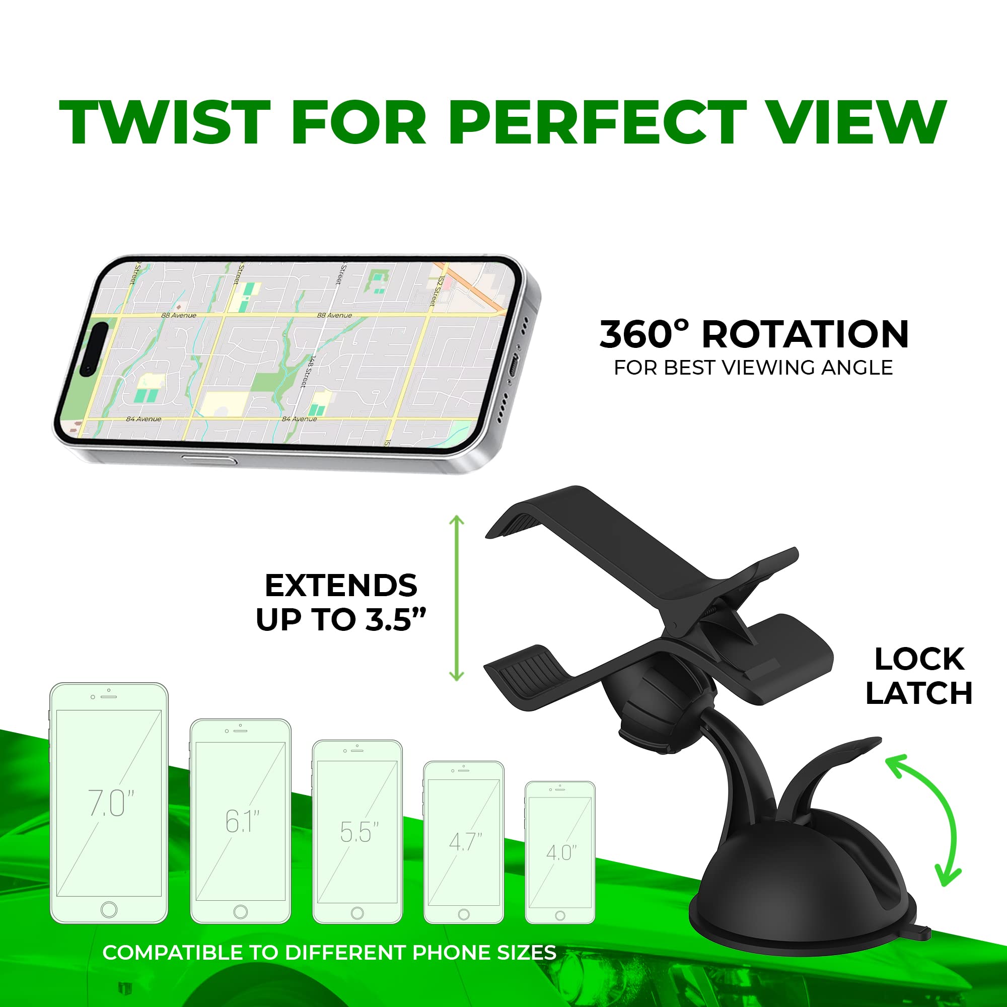 Chargeworx Univ Dash Windshield Mount