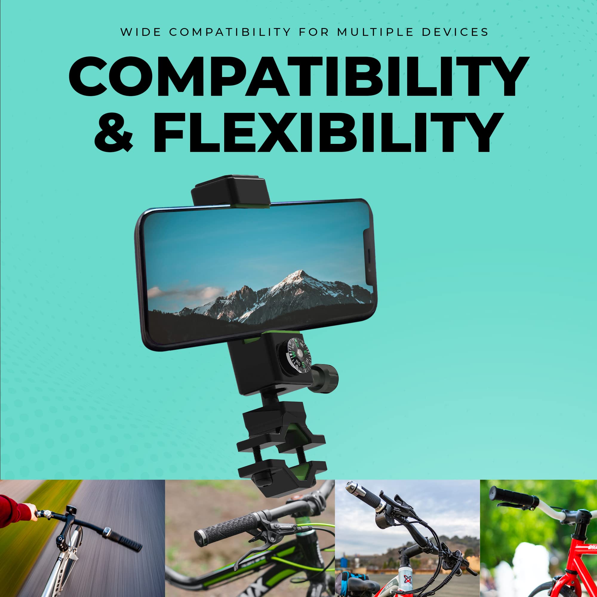 Chargeworx Bike Phone Mount with Built-in Compass