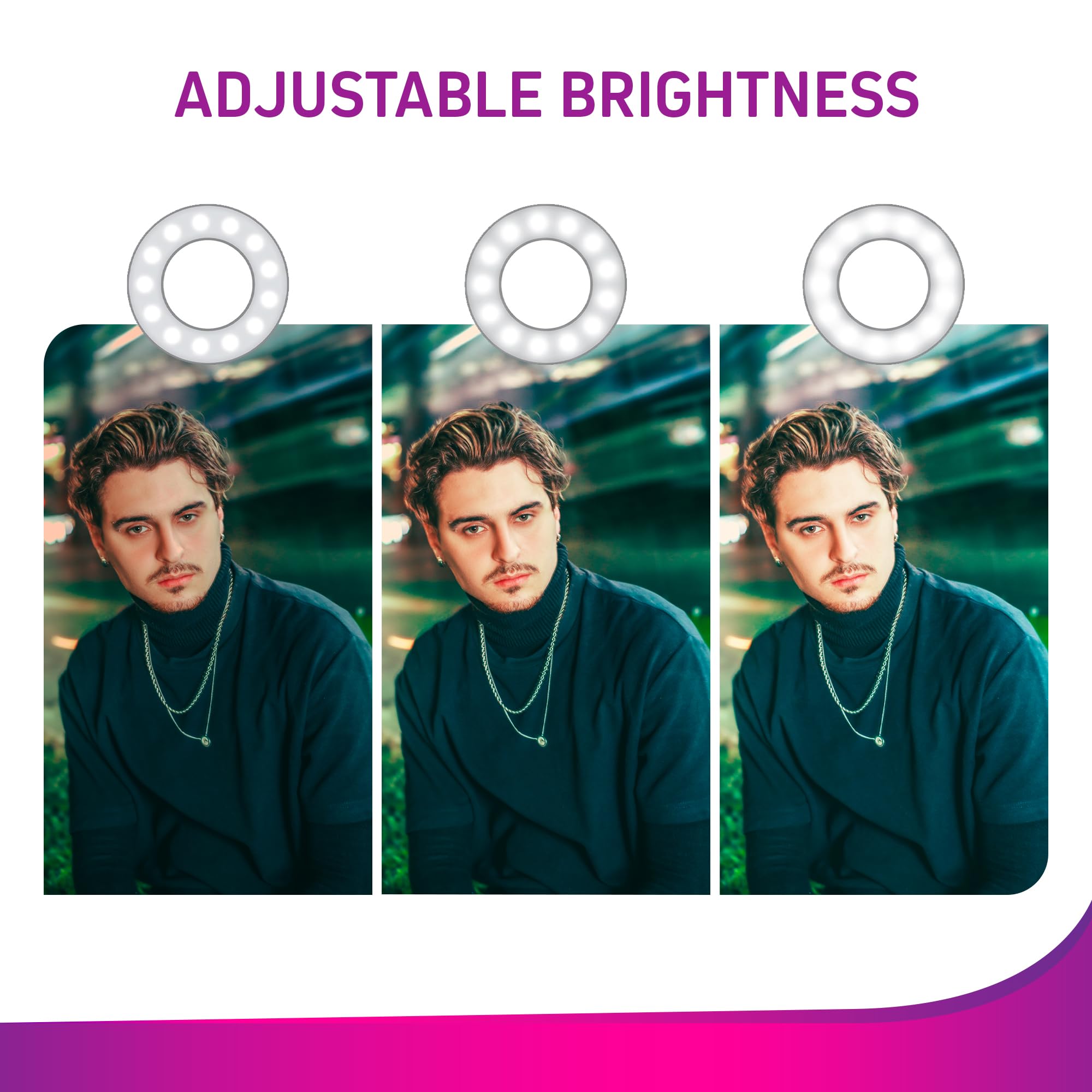 Chargeworx LED Selfie Ring Light 3 Brightness