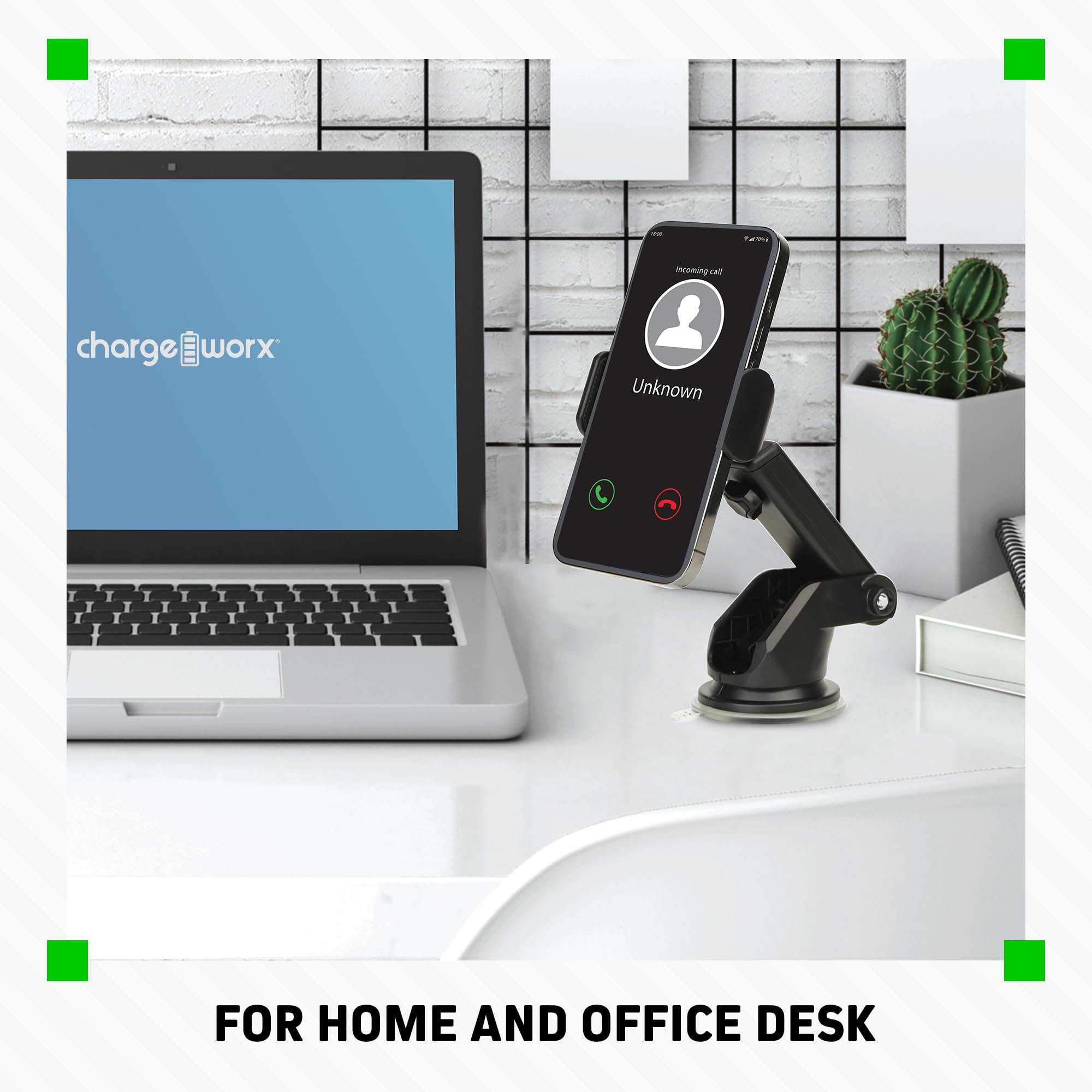 Chargeworx Suction Mount Smartphone Holder 360 Rotation Secure Anti-Scratch Grip