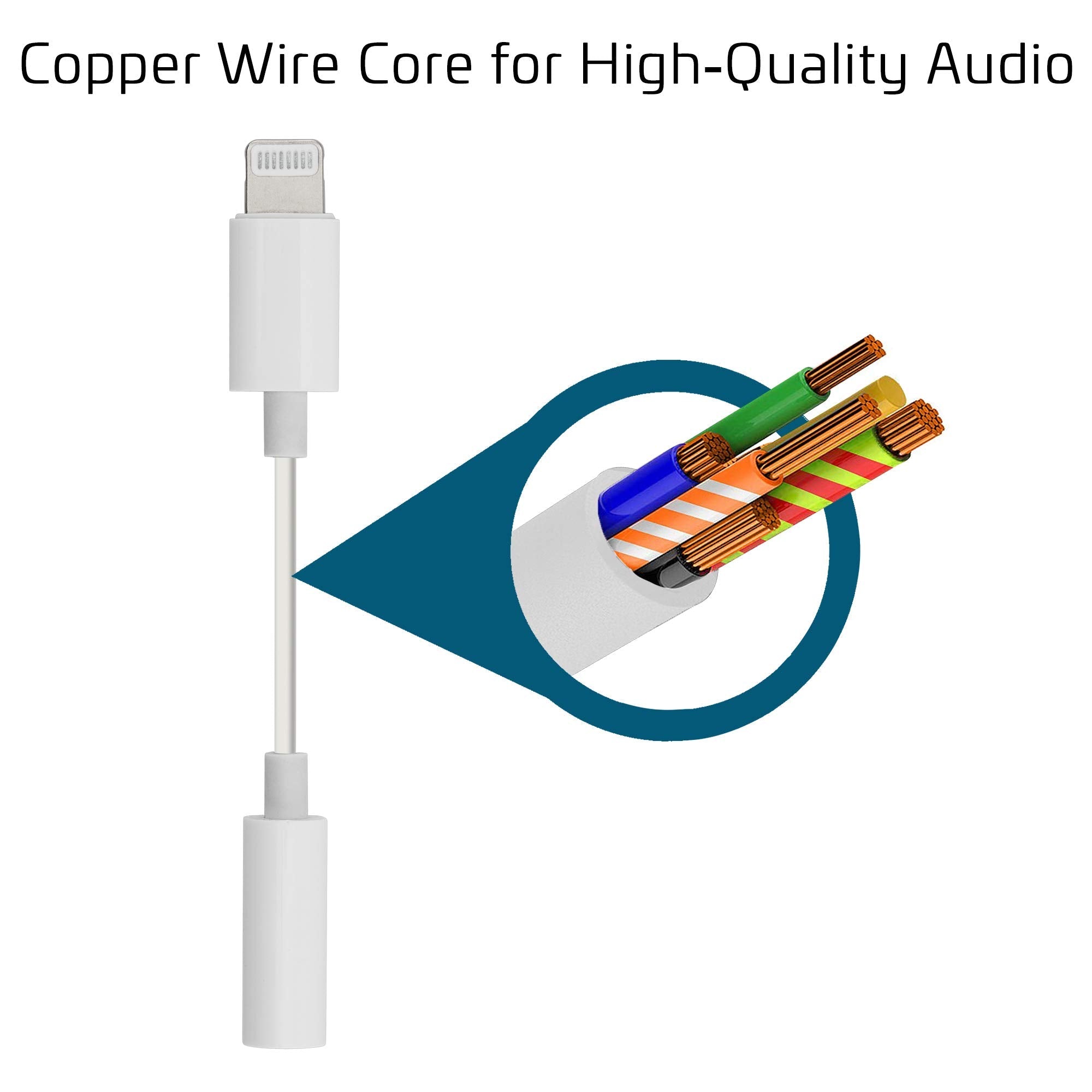 Chargeworx Headphone Adapter Lightning to 3.5mm White