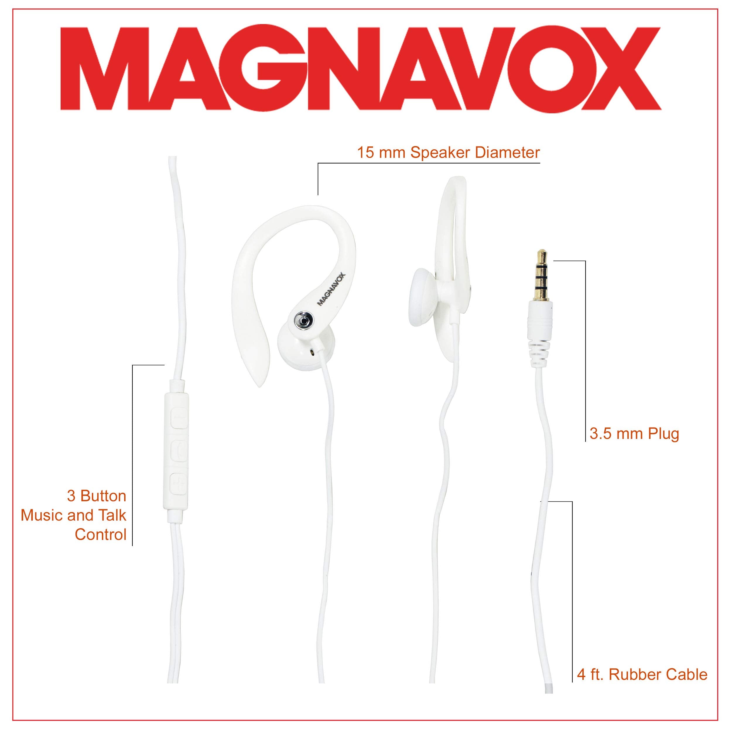 Magnavox MHP4854-WH Earhook Earbuds