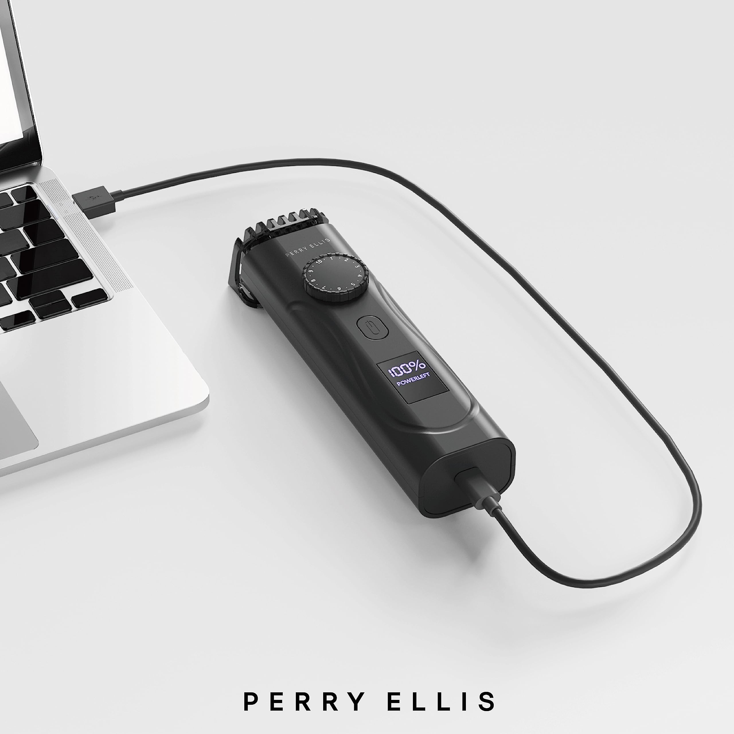 Perry Ellis Hair & Beard Trimmer for Men, Blue, LED Display
