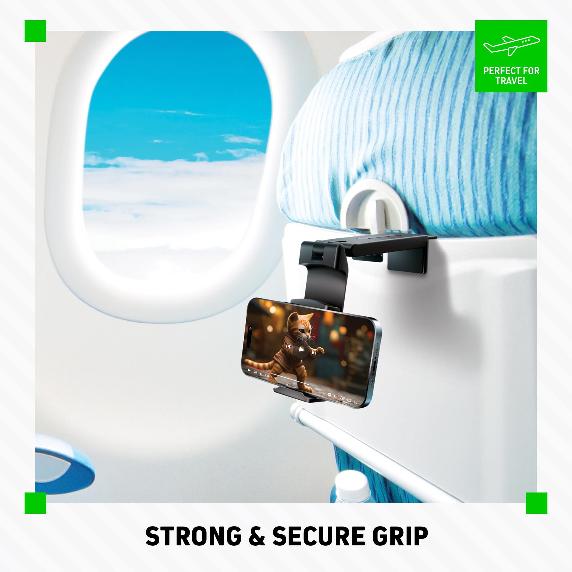 Chargeworx Foldable Hands-Free Smartphone Mount for Planes, Trains, Cars