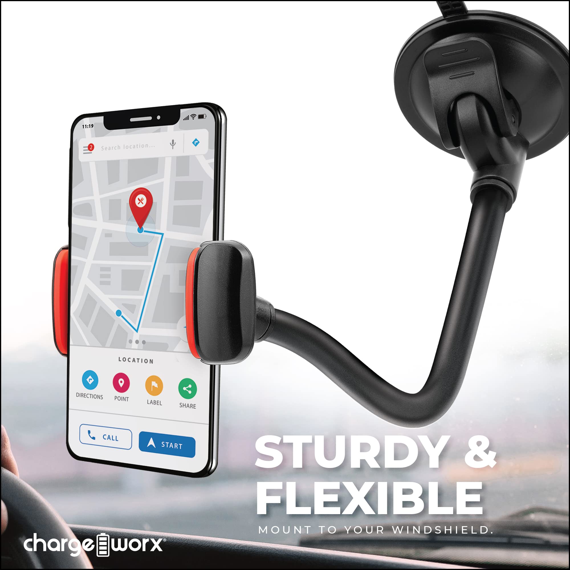 Chargeworx Windshield Mount Smartphones