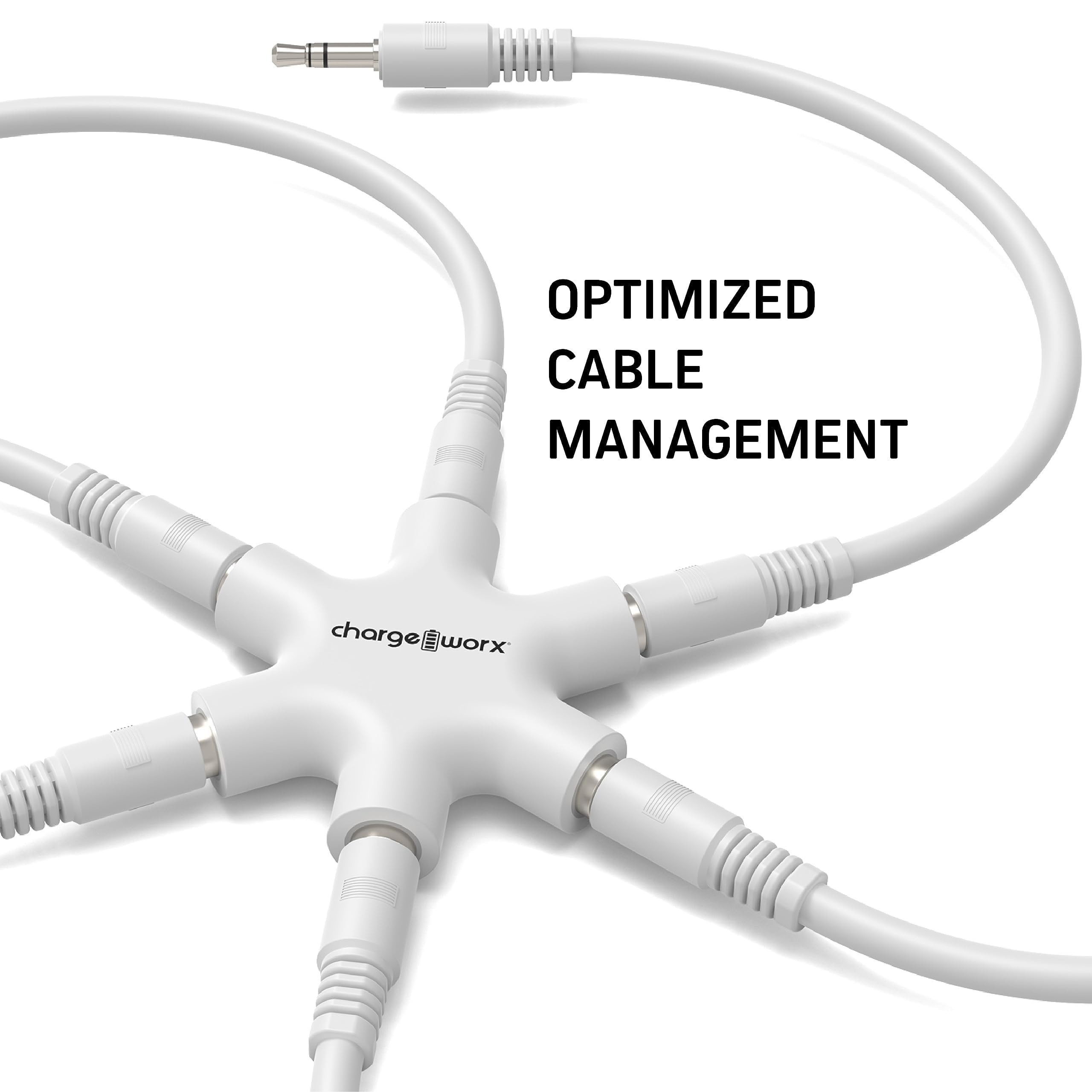 Chargeworx 3.5mm 5-Way Audio Splitter Hub for Headphones Mic