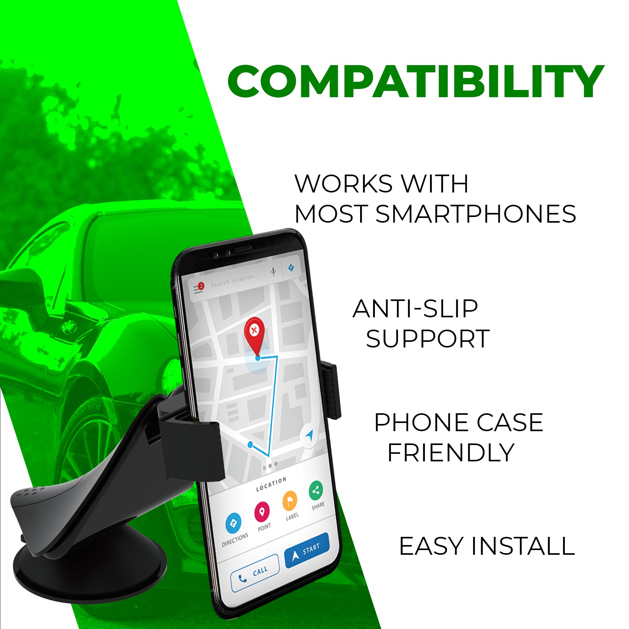 Chargeworx Univ Dash Windshield Mount