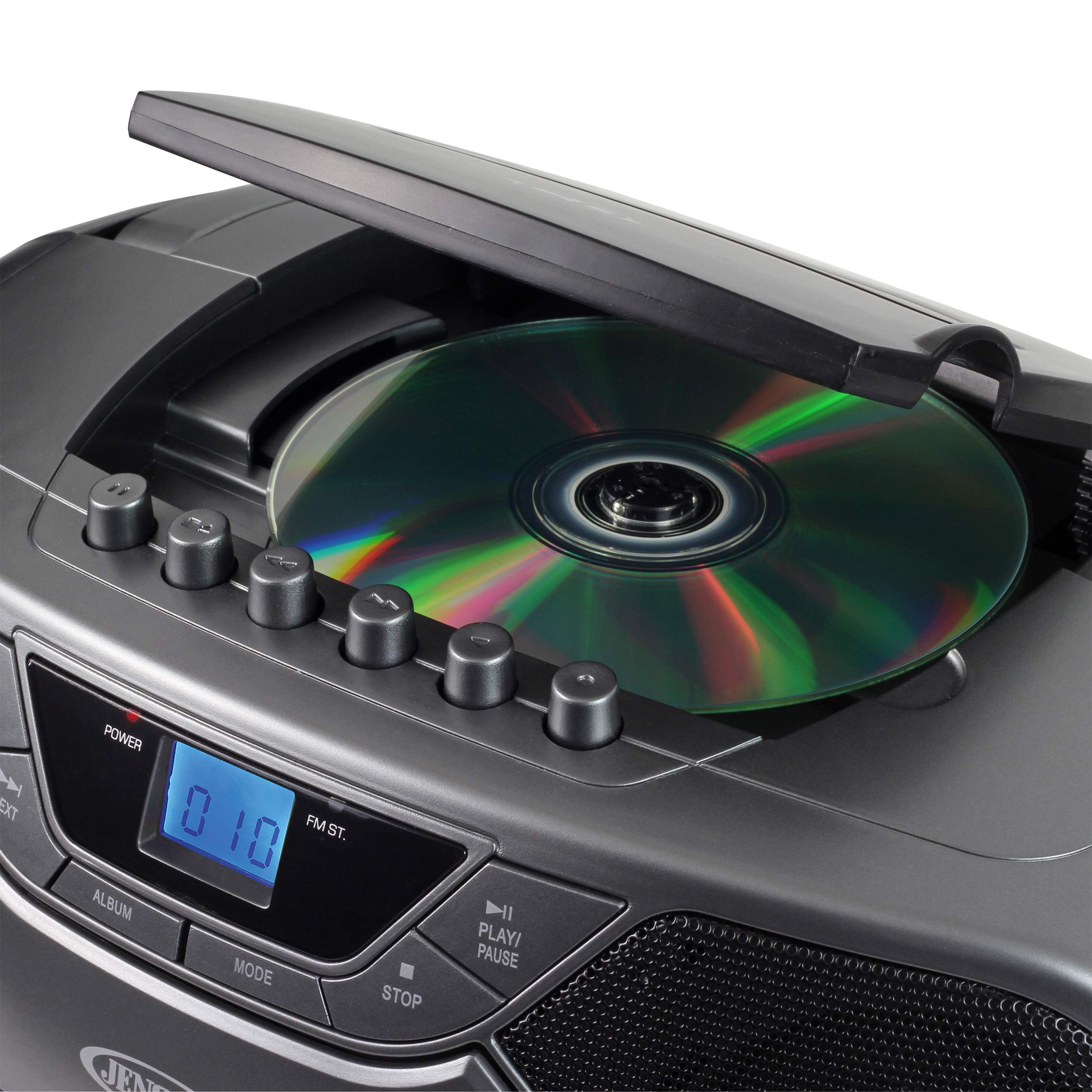 JENSEN CD-590-GR CD-590 1-Watt Portable Stereo CD and Cassette Player/Recorder with AM/FM Radio and Bluetooth