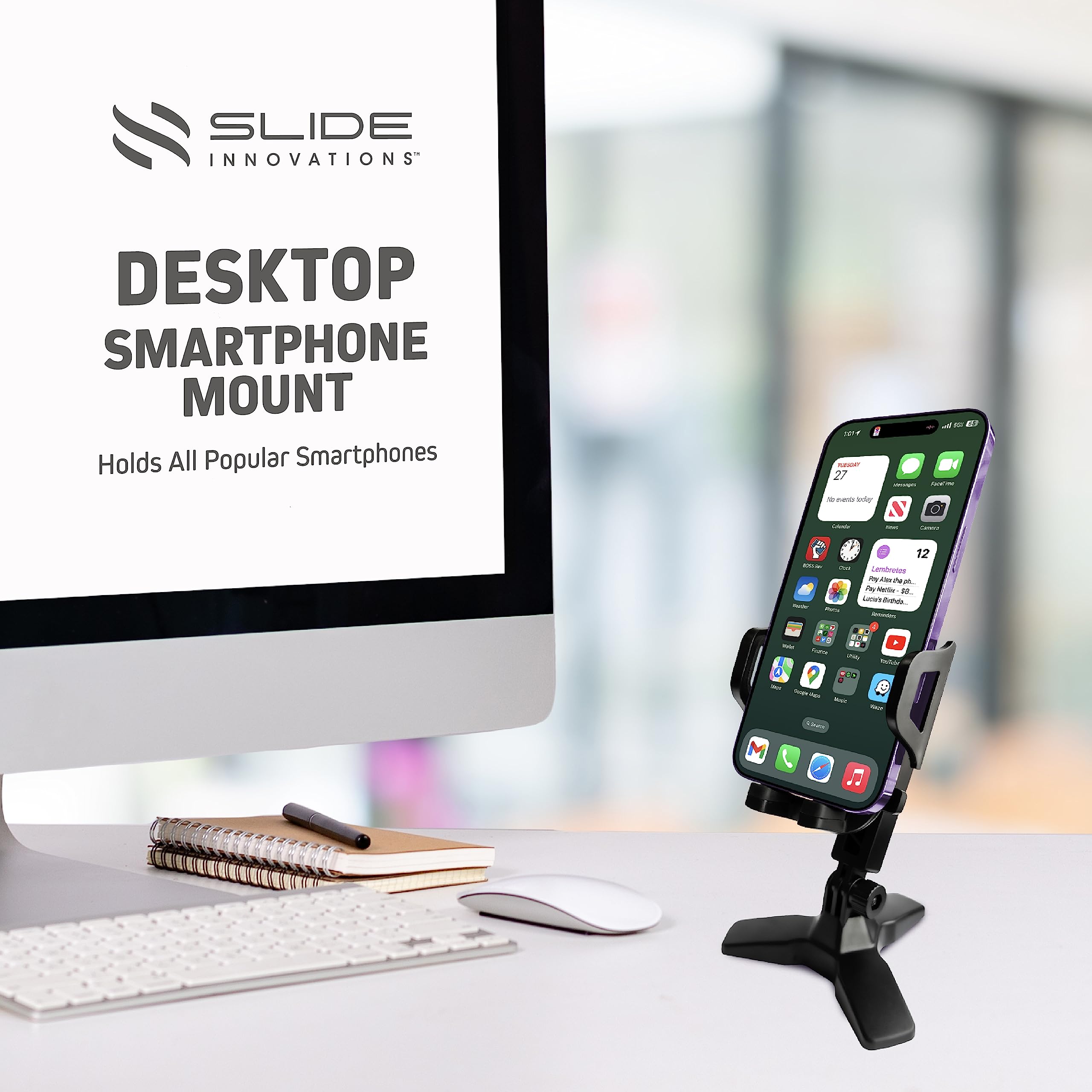 SLIDE Phone Stand Desk Swivel Base Adjustable Mount Quick-Release Grip