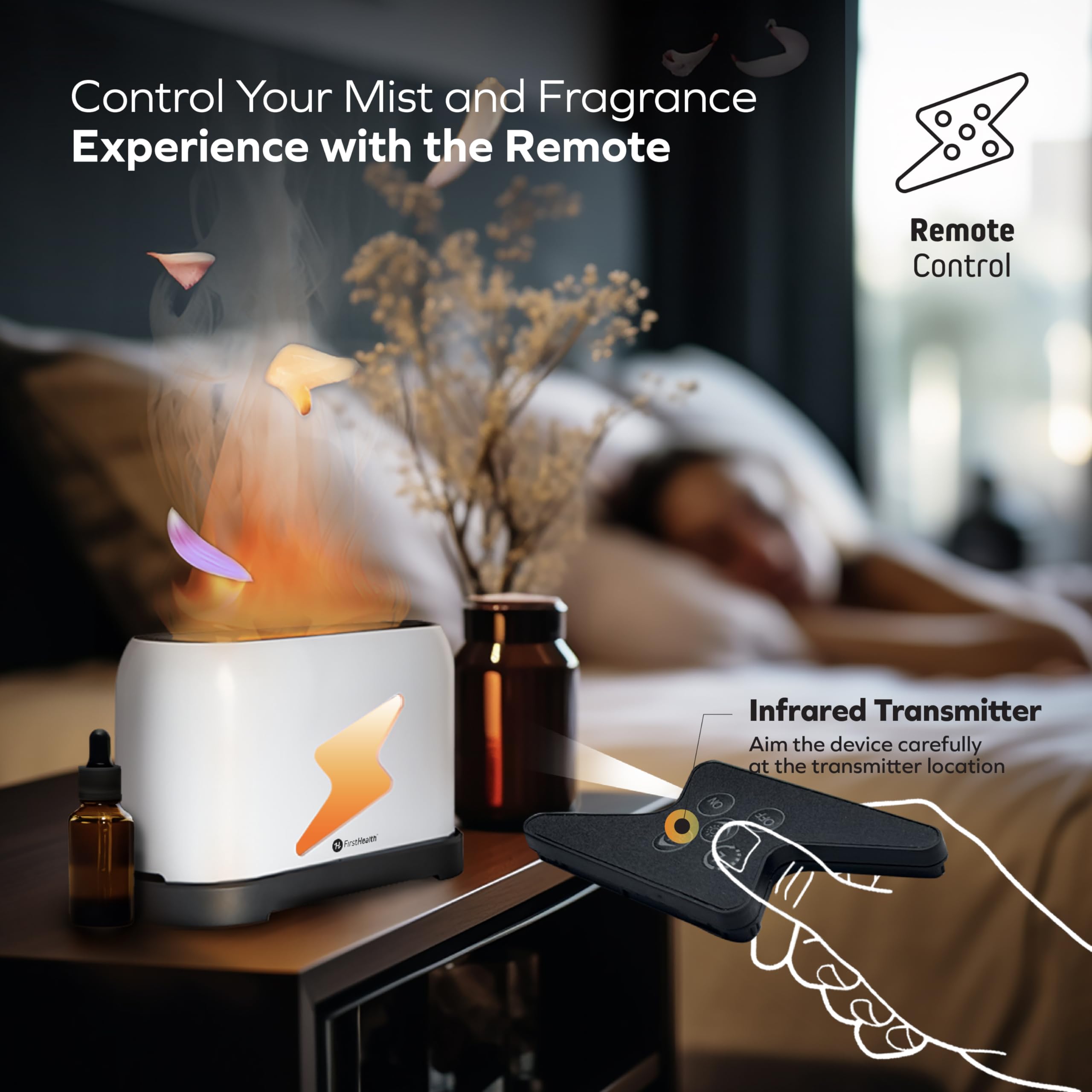 First Health Virtual Flame Humidifier and Aromatherapy Diffuser