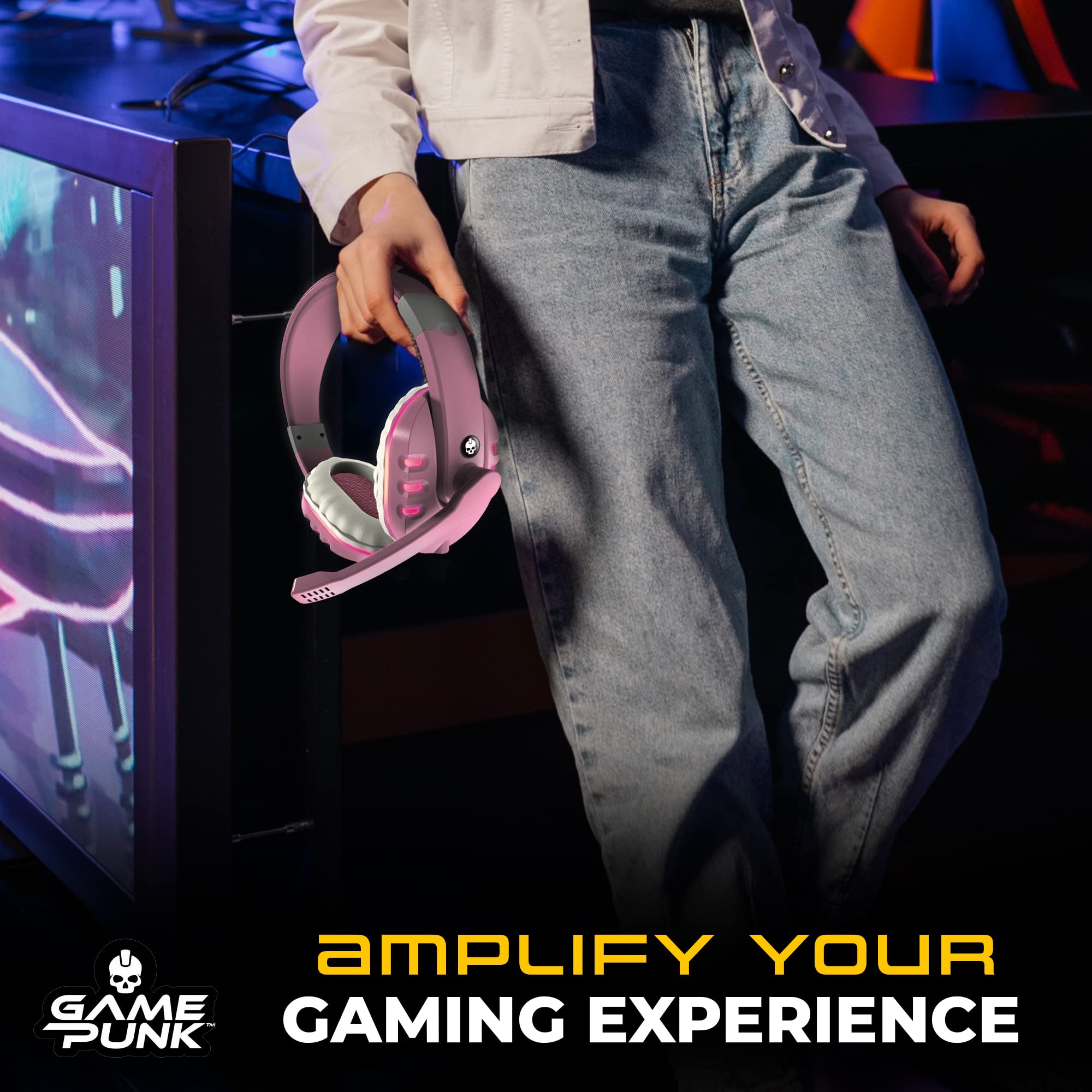 GamePunk NightOwl LED Wired Gaming Headset with Microphone (White)
