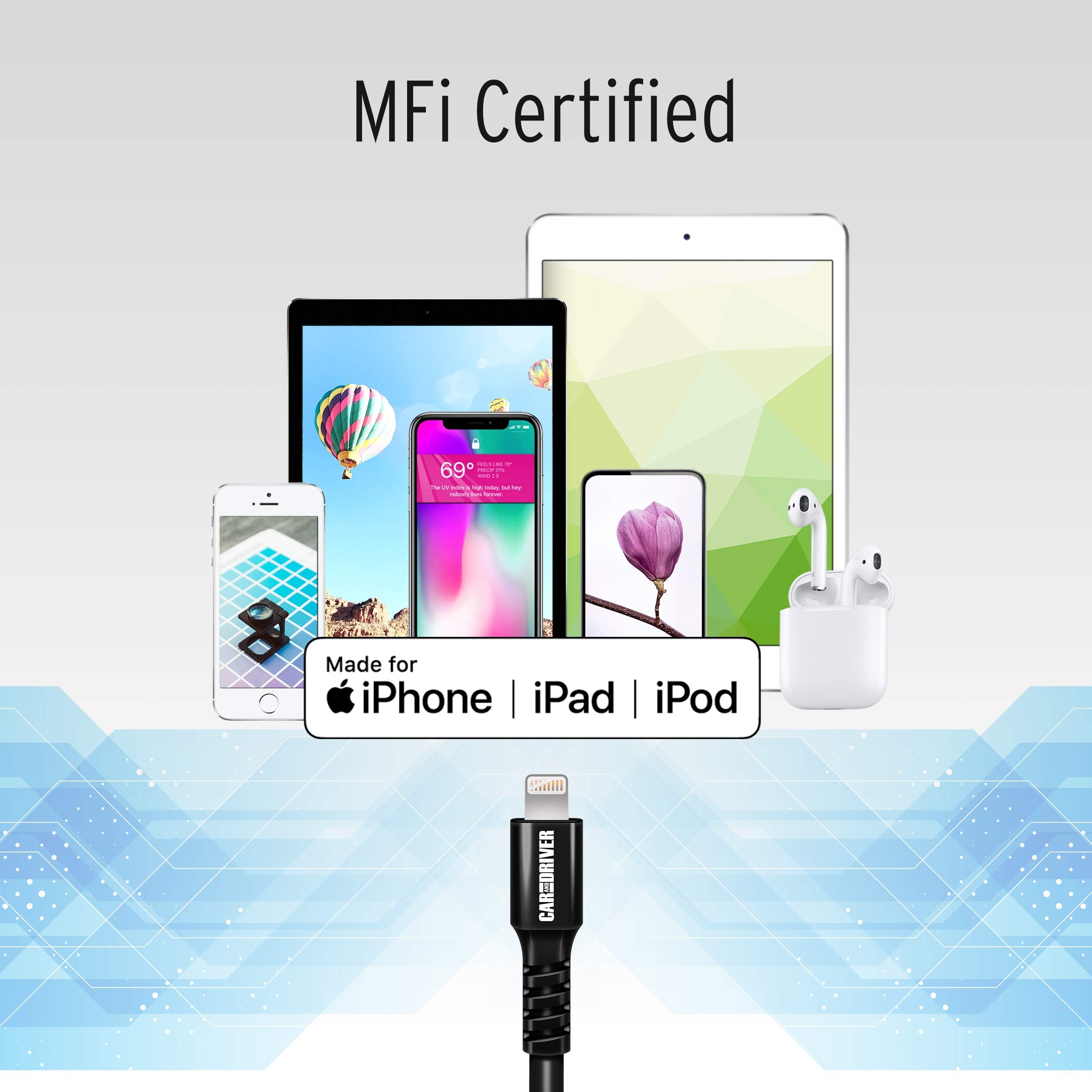 Car and Driver USB to Lightning Cable (4-Pack, White)